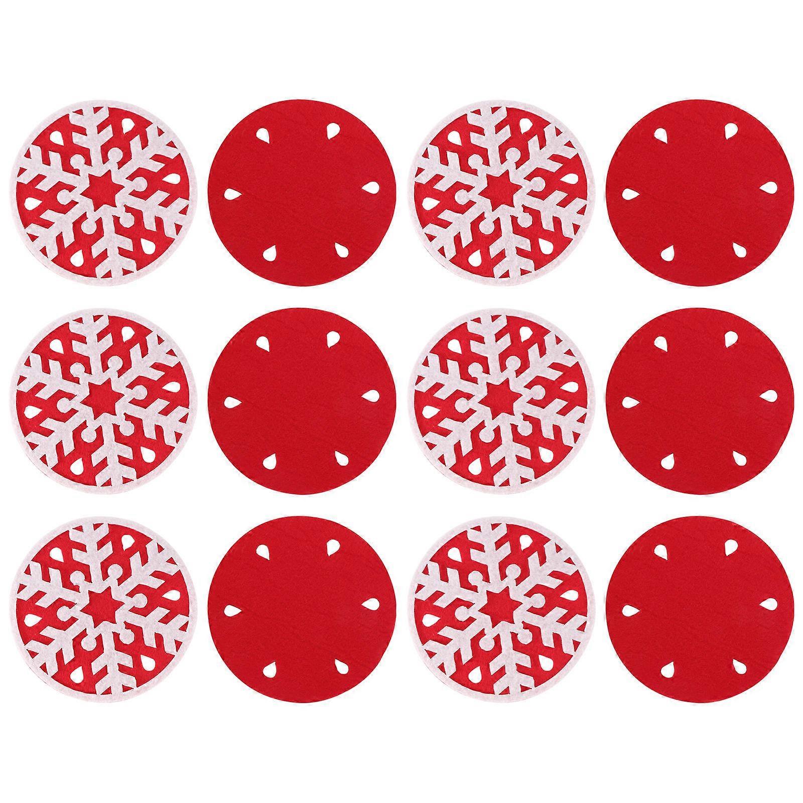 Round Christmas Themed Drink Coasters Felt Fabric for Kitchen Use 36Pcs