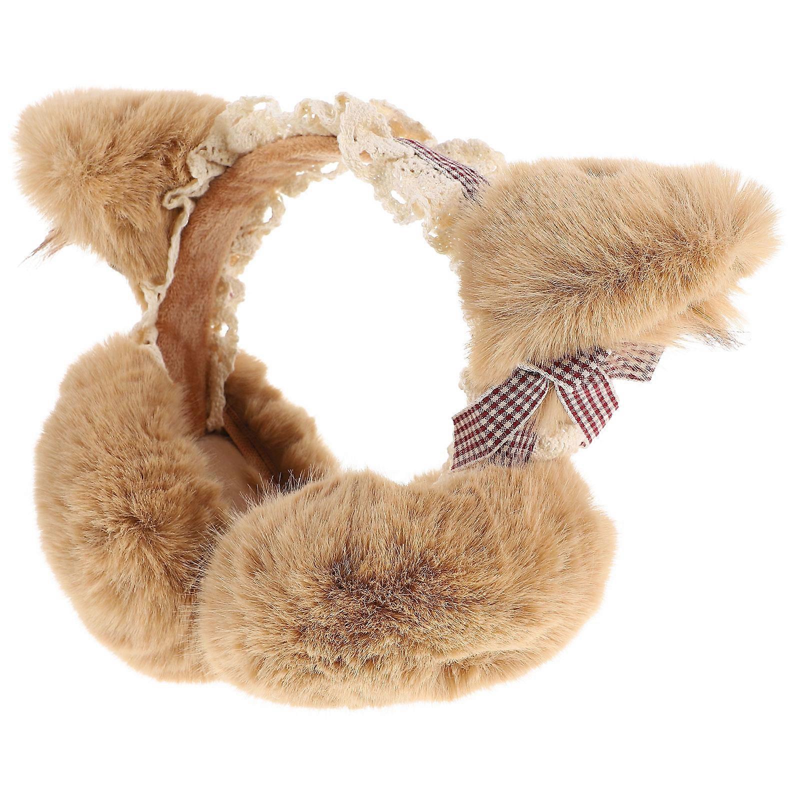 Lovely Polyester Earmuff Ear Warmer for Protection Use 1Pcs Khaki Style