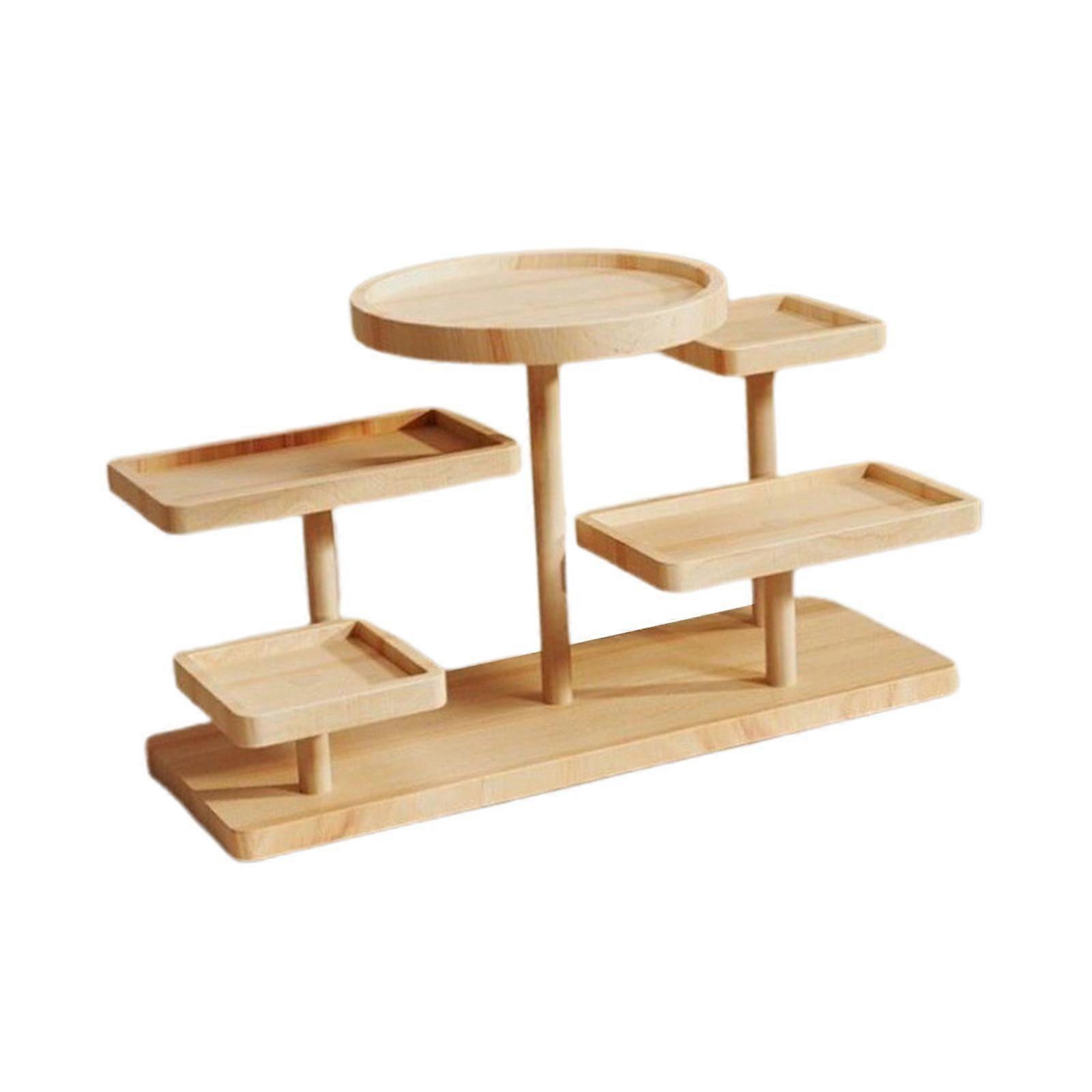 Wooden Multi Layer Display Rack Decor Wooden Display Riser for Bedroom Party