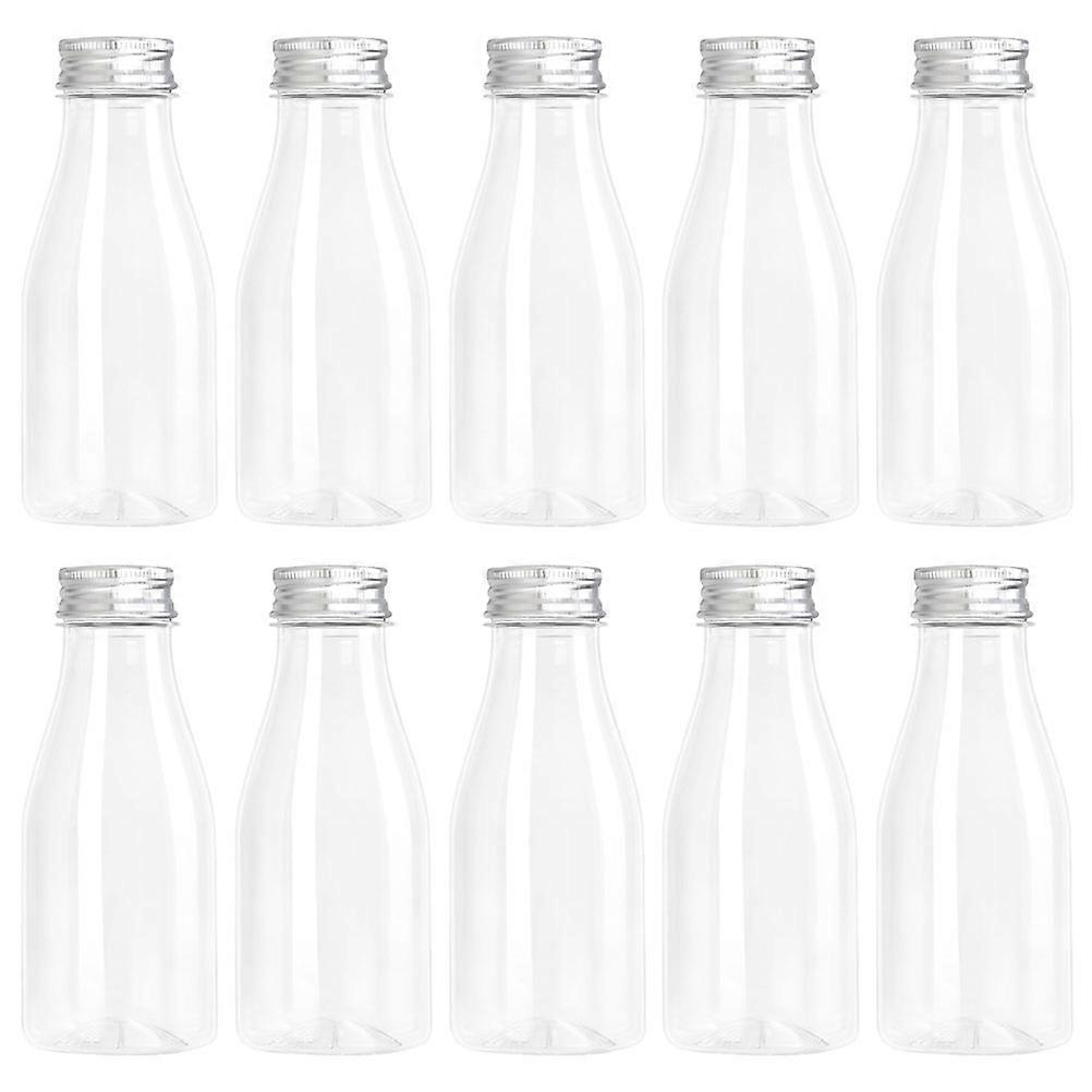 10Pcs Transparent Plastic Juice Containers With Aluminum Lids For General Users 200ml Reusable Beverage Storage