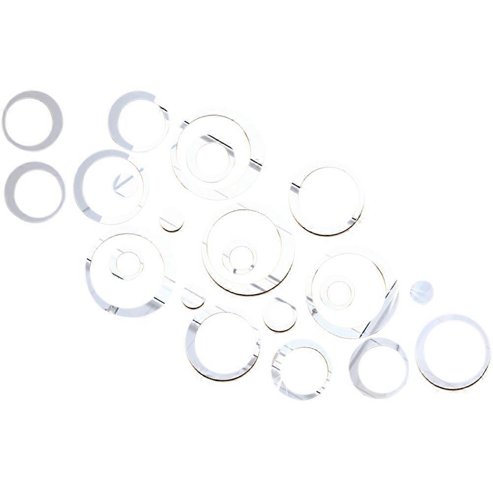 Removable Wall Stickers Silver Round Pattern Acrylic Wall Decals 5Sets