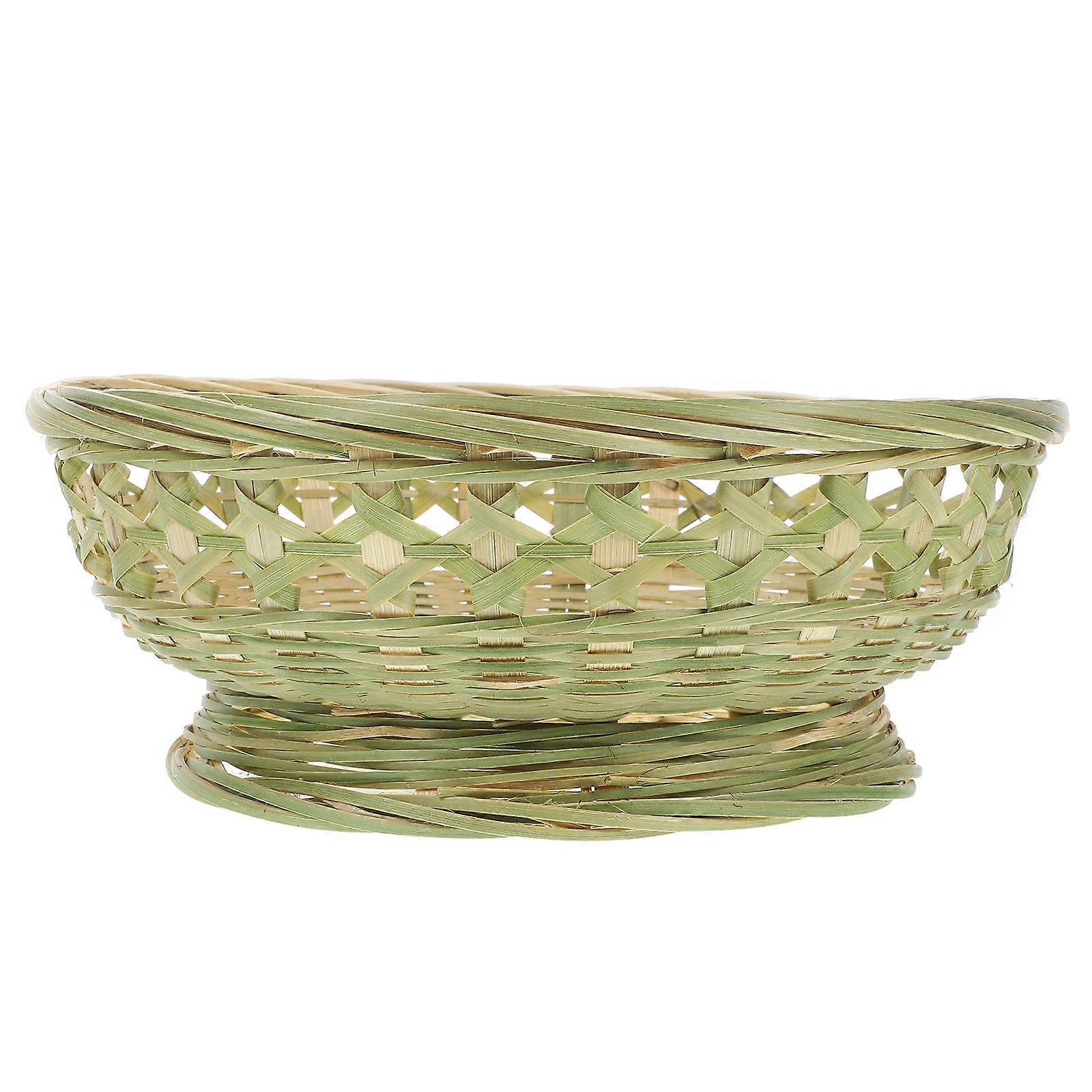 Multi-Function Fruit Storage Basket For Kitchen Indoor Home Use Light Green Bamboo Material With Circular Shape 2Pcs