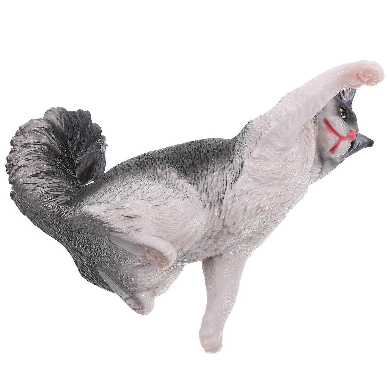 Simulation Cat Model Decorative Small Cat Statue for Decor 2Pcs Plastic