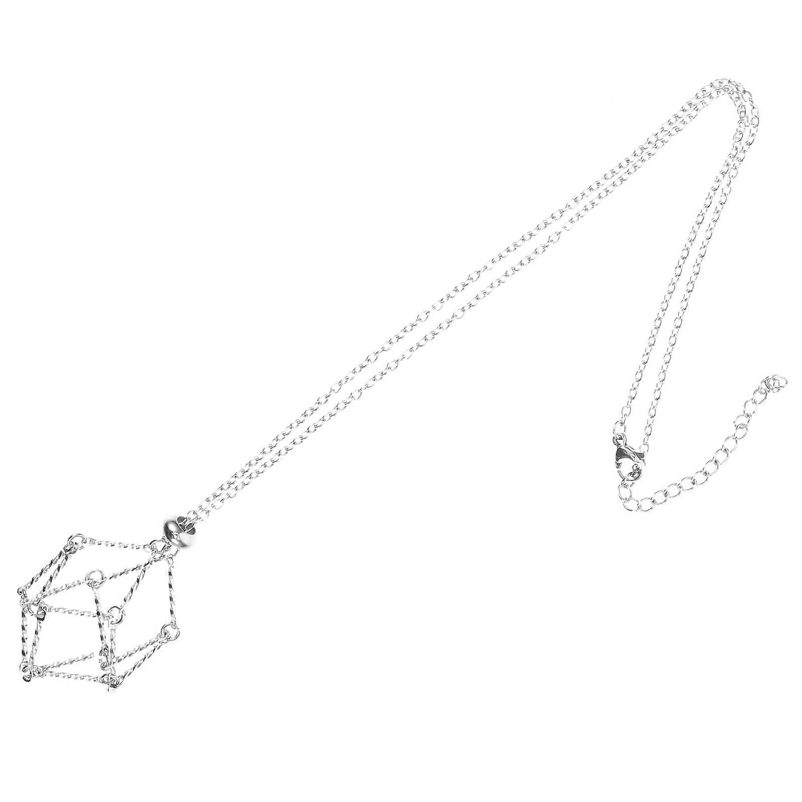 Crystal Holder Rope for Necklace Adjustable Pendant Cage 2Pcs Silver
