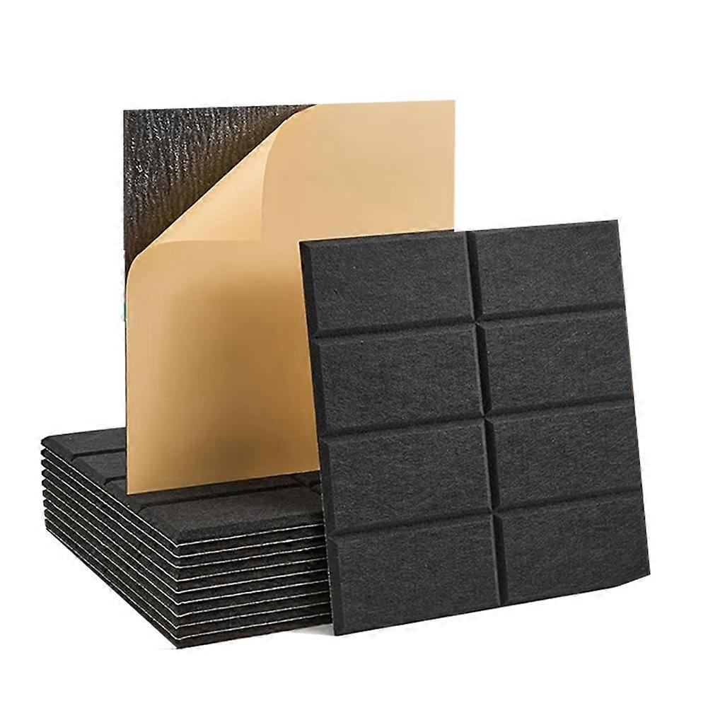 12 Pack Acoustic Panels Self-Adhesive Black