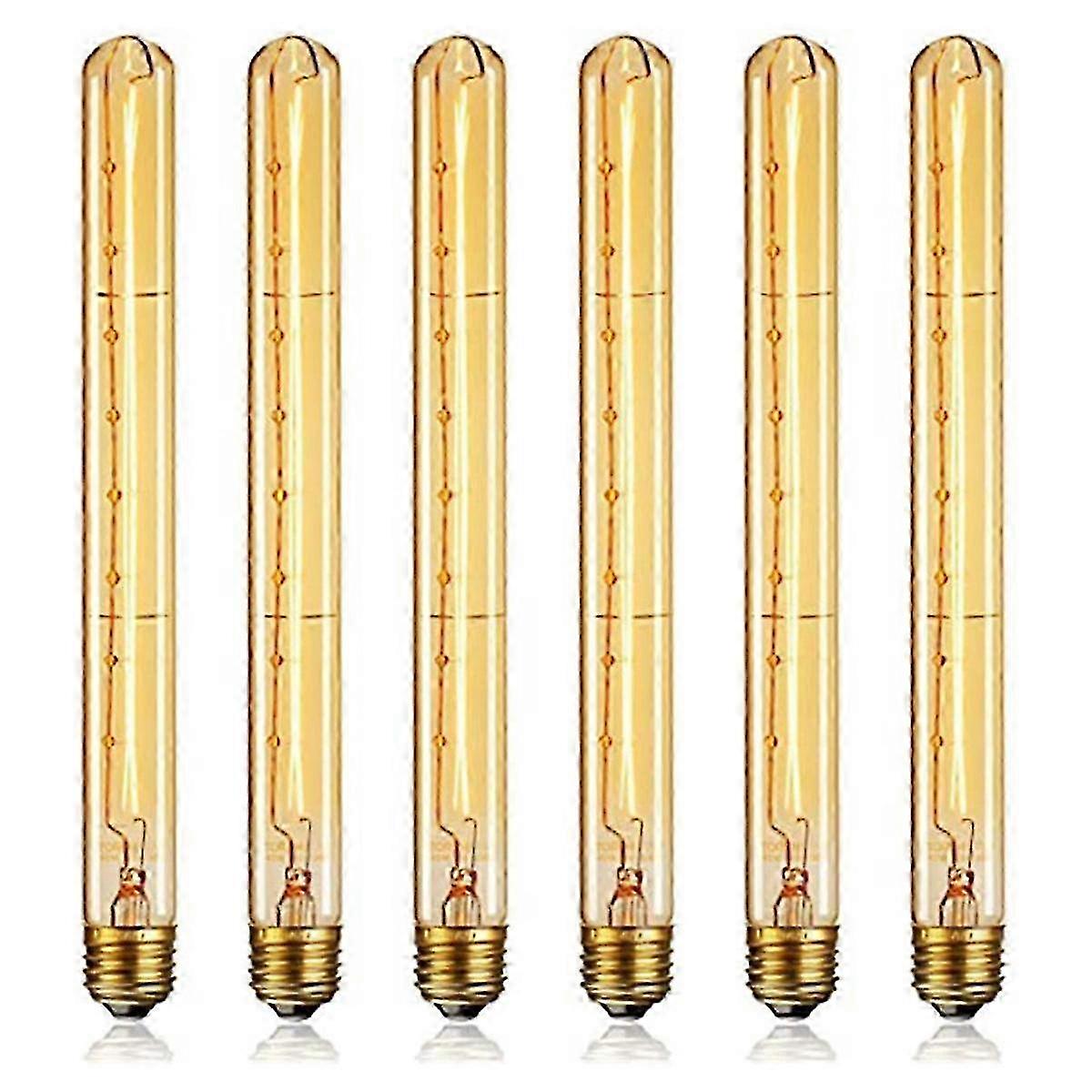 6 Pack of Dimmable Retro Light Bulbs E27 Base 40W 220V Tubular Bulbs 26s