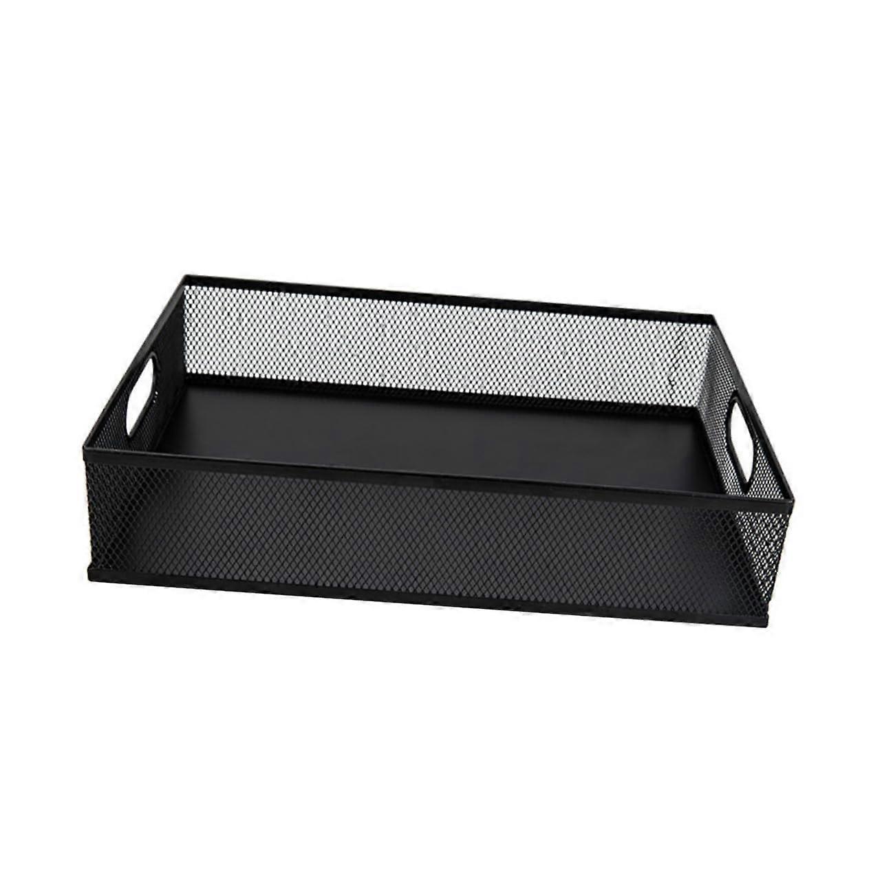Black Metal Office Desktop Storage Box Sundries Organizer File Basket For Home Office Space Saving Storage Design