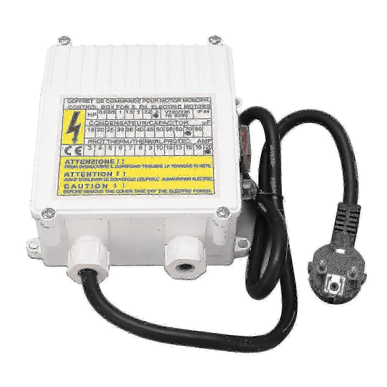 3.0HP Submersible Deep Well Pump Control Box 2.2KW 220V EU Plug 20A Switch Controller 70uf