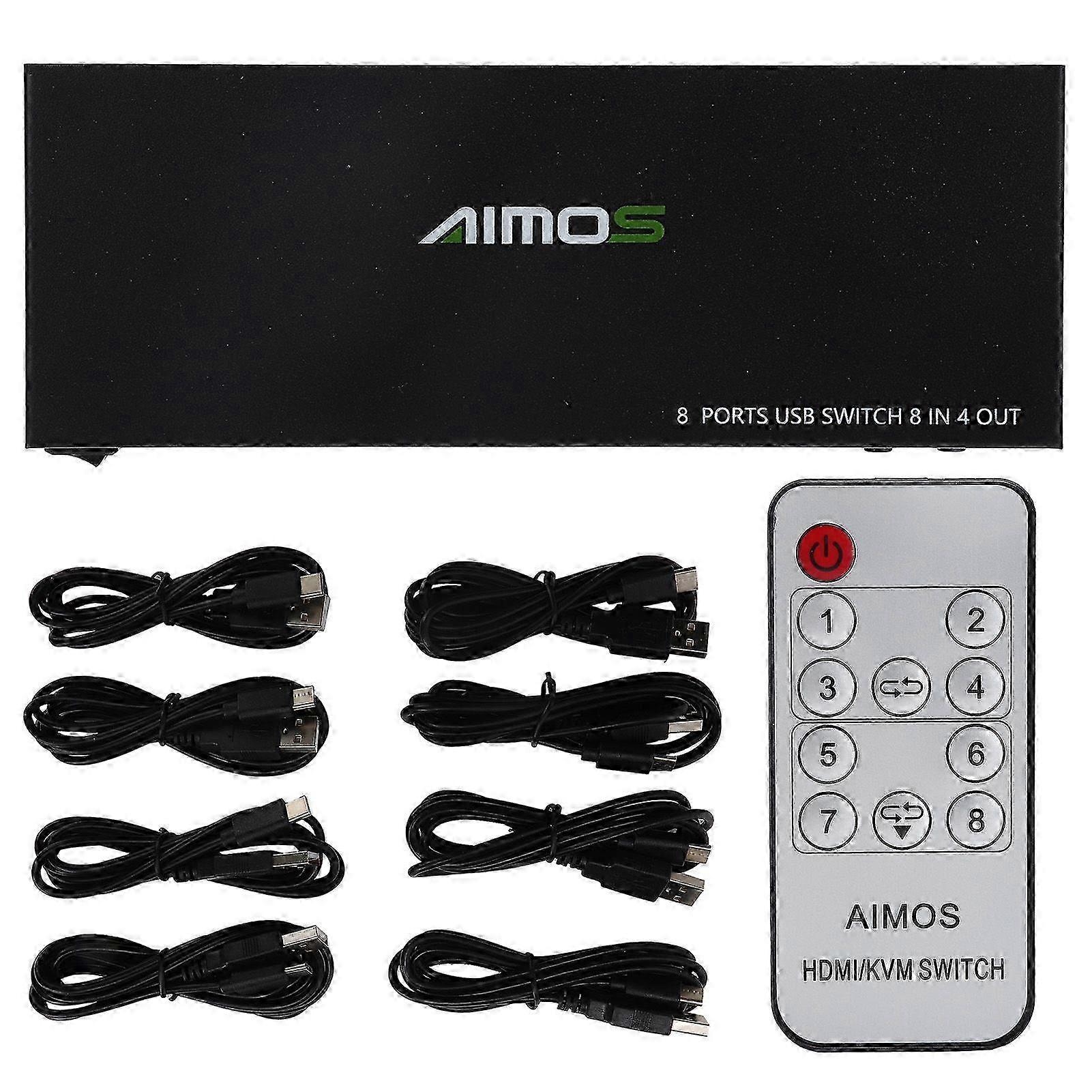 High Definition Multimedia Interface Switcher KVM Converter USB 2.0 8 In 4 Out Remote Control
