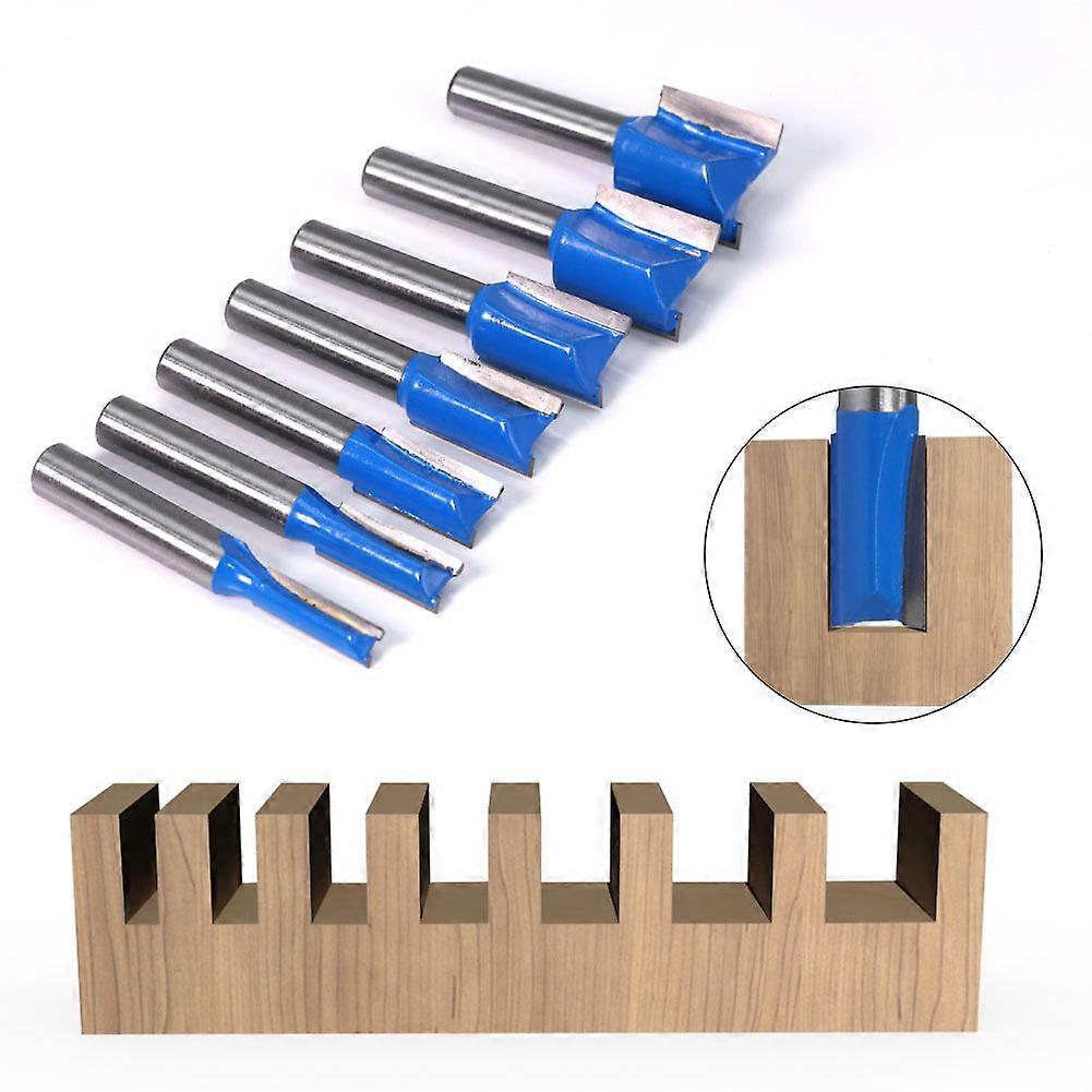 Router Bits Cleaning Bits Woodworking Milling Cutter 6/8/10/12/14/18/20mm Diameter Flush Trim Pattern Router Bit Set, 8mm Blue 7pcs