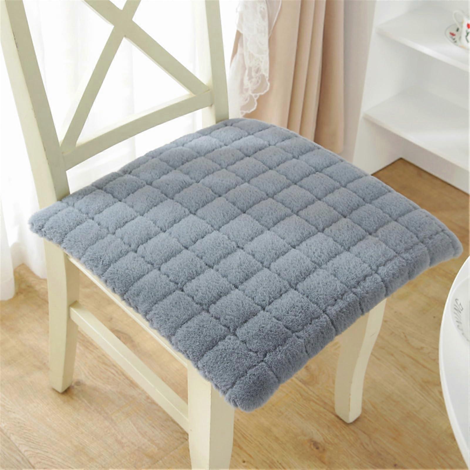 Square Chair Cushions Set Of 6 Soft Plush Pads With Ties, NonSlip, Machine Washable, 45 X 45 X 3.5 Cm, Blue