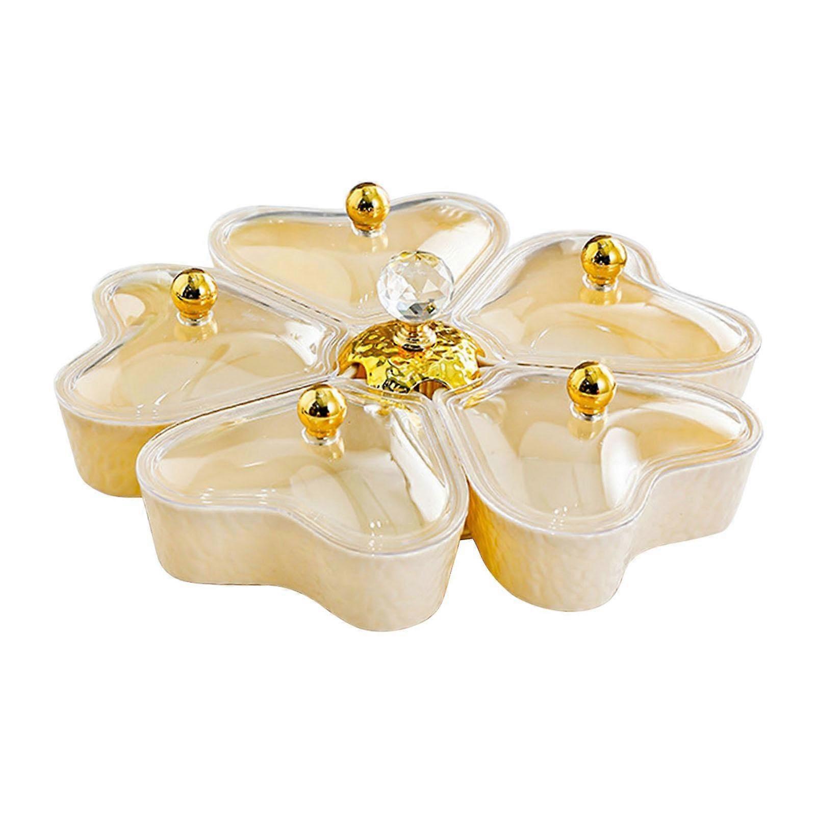 Divided Serving Tray 360Degree Rotating Appetizer Tray With Clear Lid For Candy Table Tea Party Desk Decoration