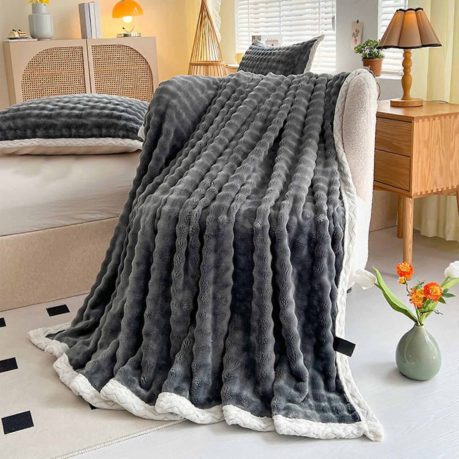 Black_Friday Deals Kcavykas Soft Fleece Blanket Warm and Soft Layer Double-sided All-season Solid Color Blanket Clearance Items
