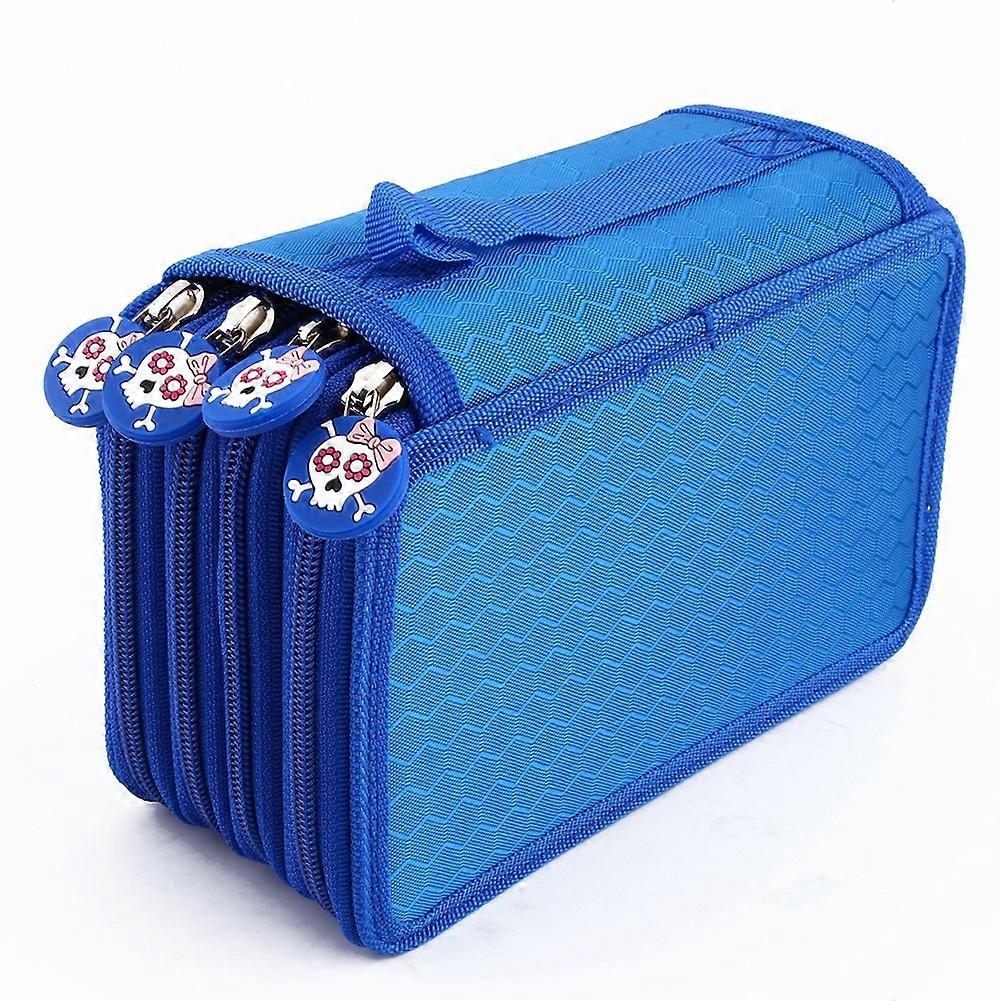 ZJchao 72pcs Colors Pencil Case Pen Bag Pouch Large Capacity Multi layer Pencil Organizer Blue