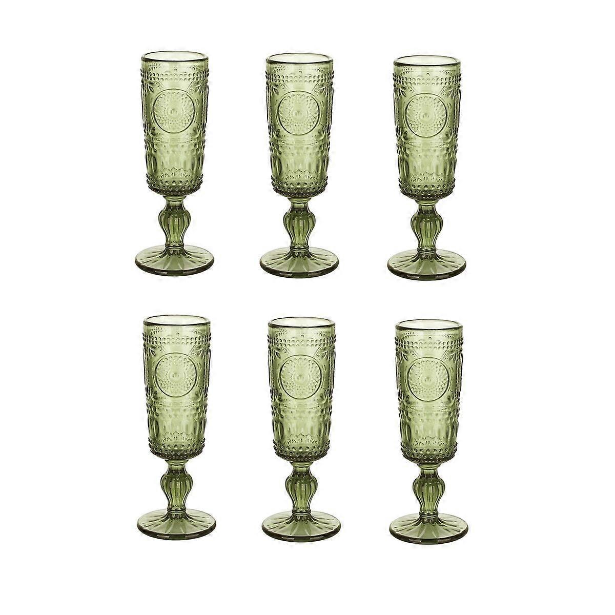 Ensemble de tasses Home ESPRIT Cristal Vert 135 ml (6 unités)