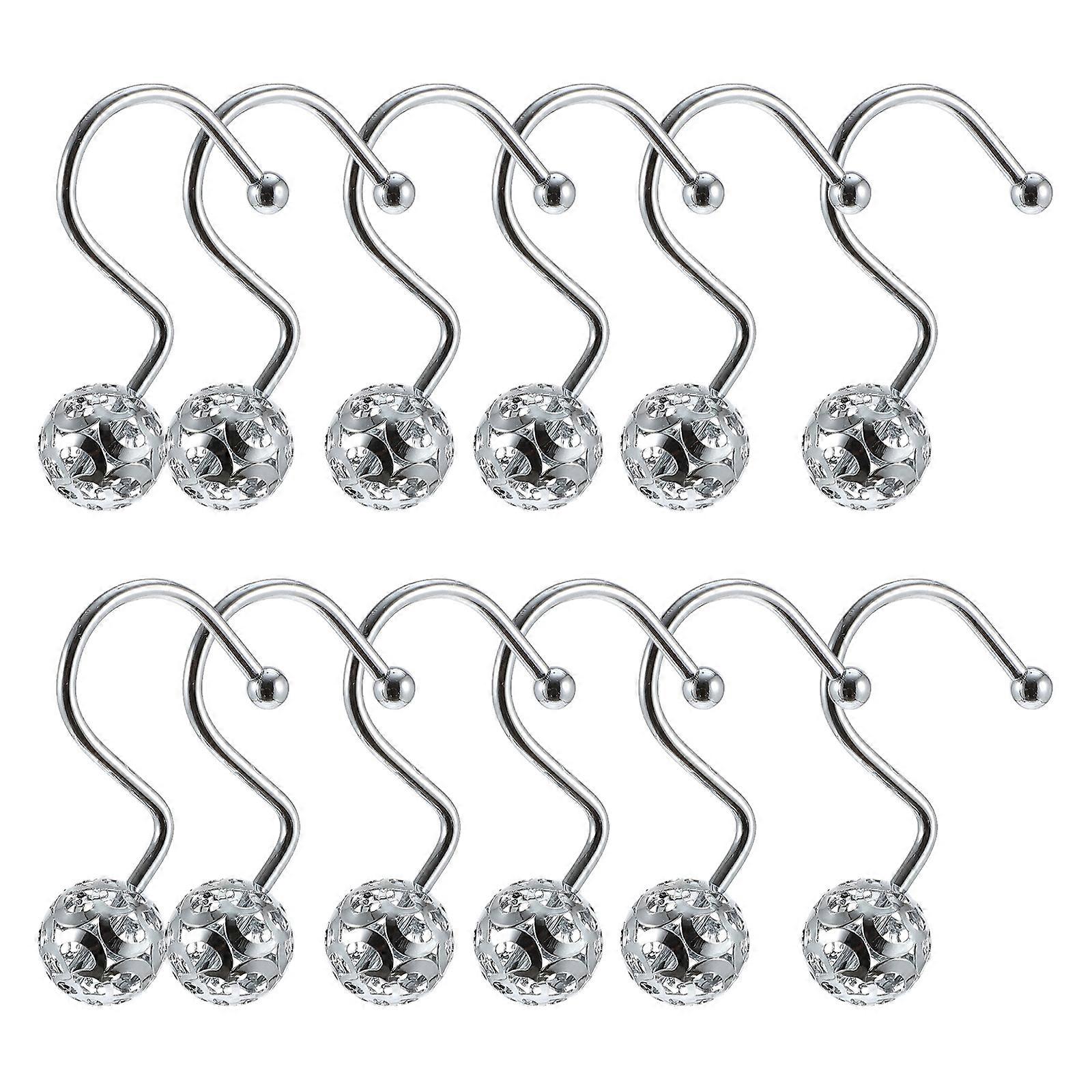 Sturdy Metal Ball Curtain Hooks for Home Use Iron Plating 12Pcs Set