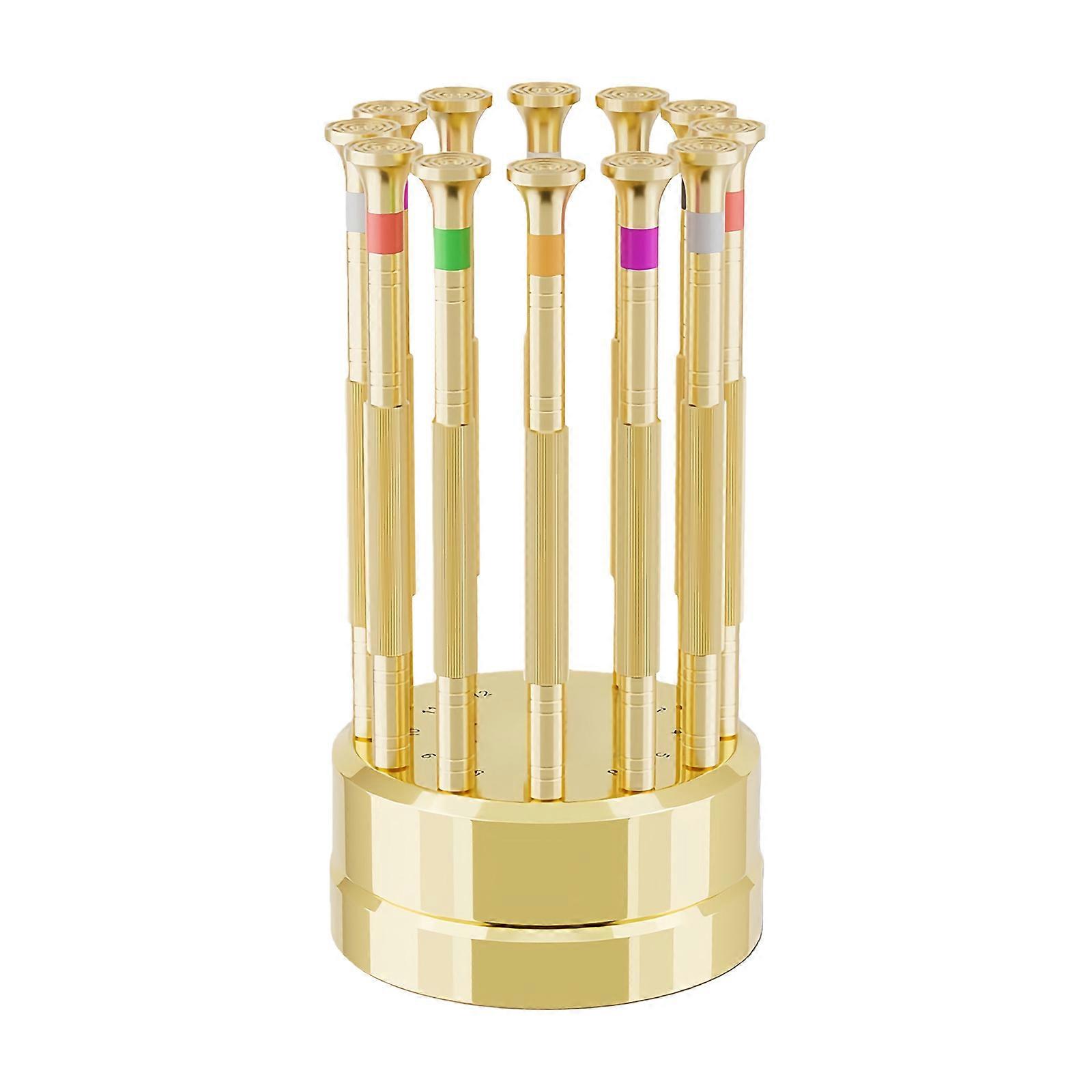 Antislip Copper Handle Precise Screwdriver Kit 12 Interchangeable Bit For Computer Phone Watch Glasses Electronic Repair Multicolor