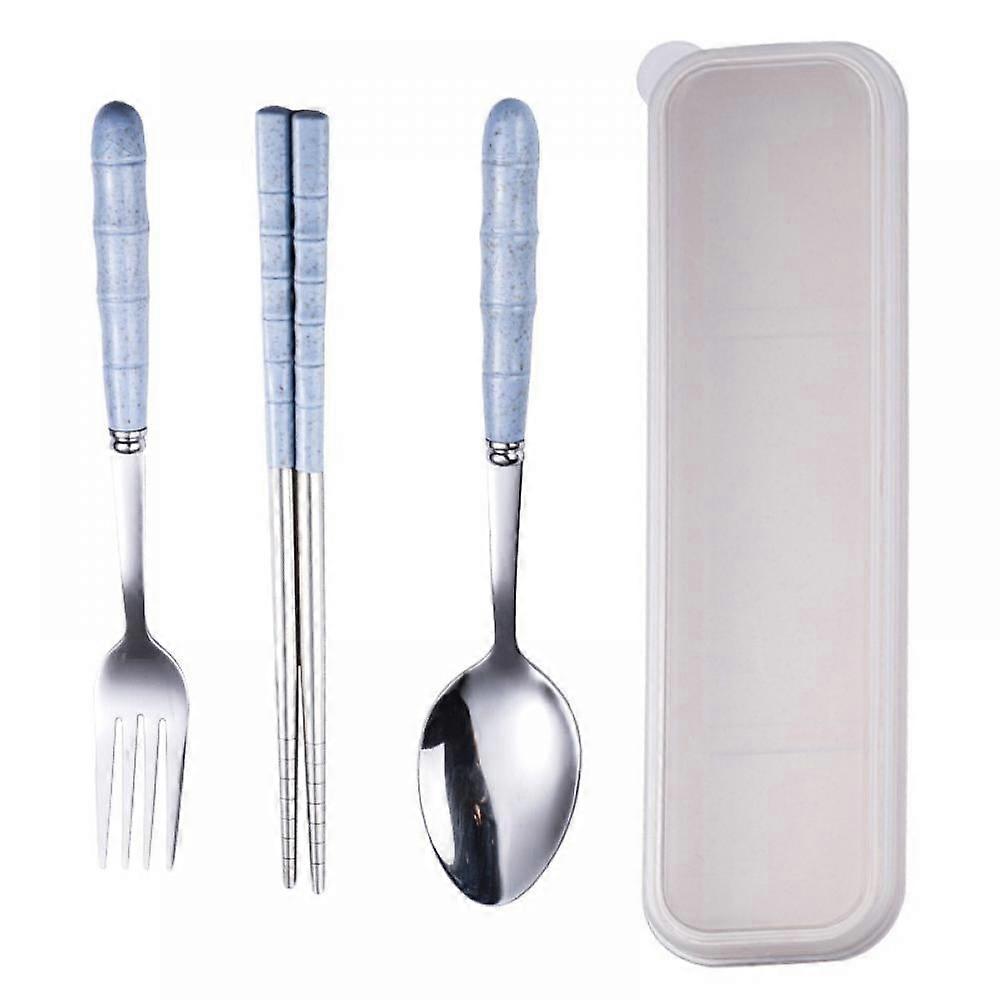 Travel Utensils, Stainless Steel Flatware Wheat Handle Cutlery Set Portable Reusable Flatware, Include Fork Spoon Chopsticks with Case