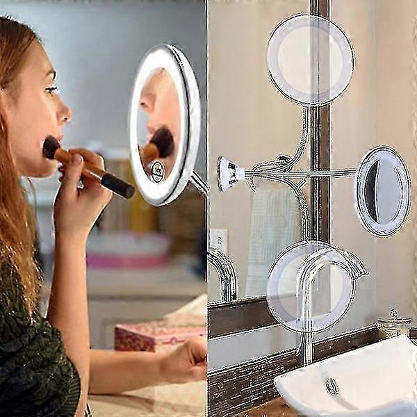 Flexible Gooseneck 10x Magnifying Led Lighted Mirror Lighted, Bathtub