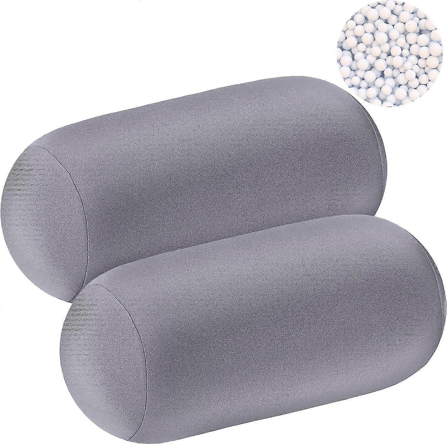 2pcs Microbead Roll Pillows (11.8x6.3 Inch) for Neck/Back Support