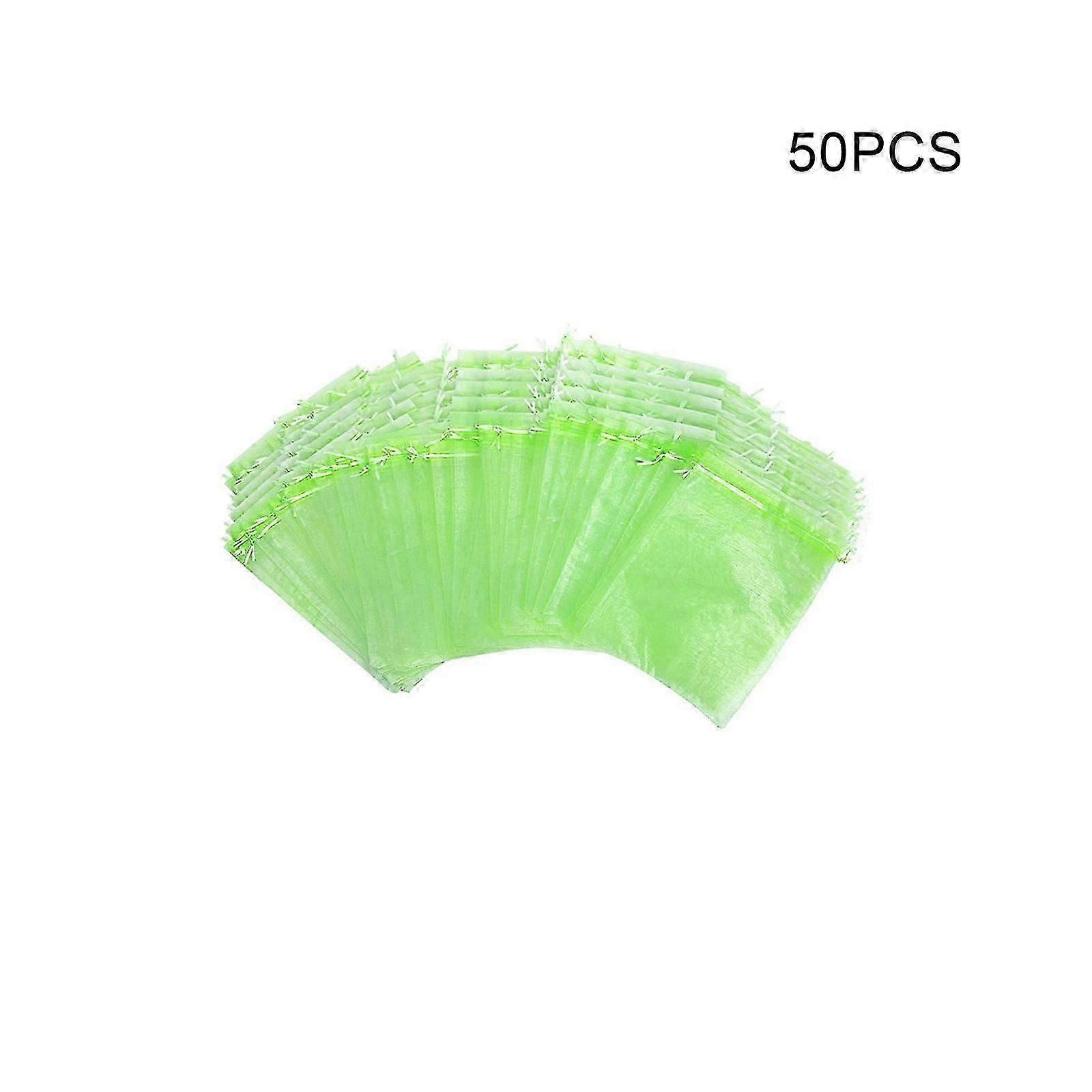 50pcs Fruit Protection Bags With Drawstring Green Netting For Fruit Trees Garden Pest Control