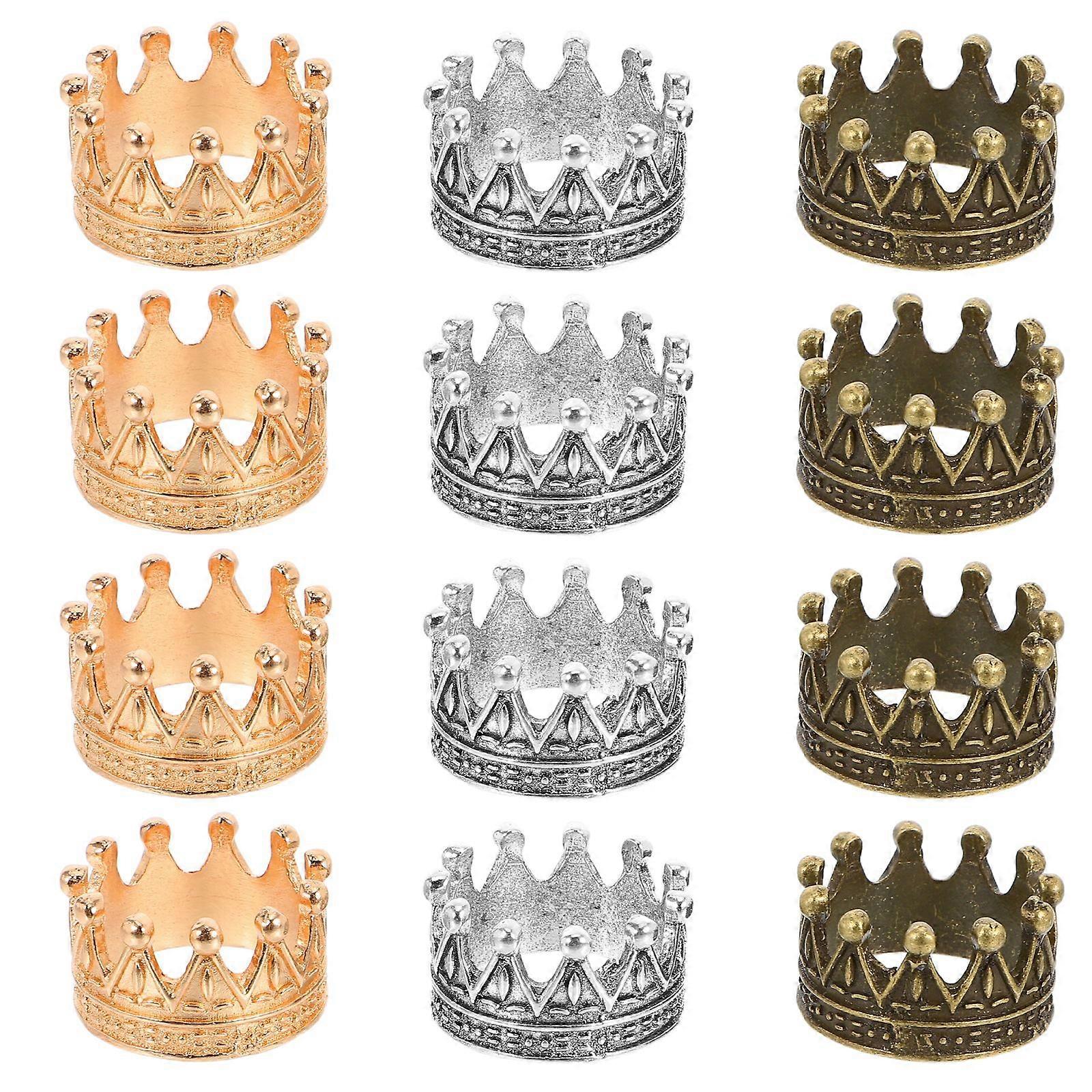 12pcs Long-Lasting Miniature Crowns For Dollhouse Decor Small Delicate Crowns For Kids' Role Play Birthday Party And Diy Crafts