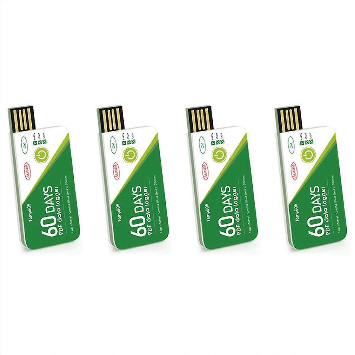 4X 60 Days USB Temperature Data Logger -30 ℃-+60 ℃ Report with App IP67 Disposable High- Recorder wi