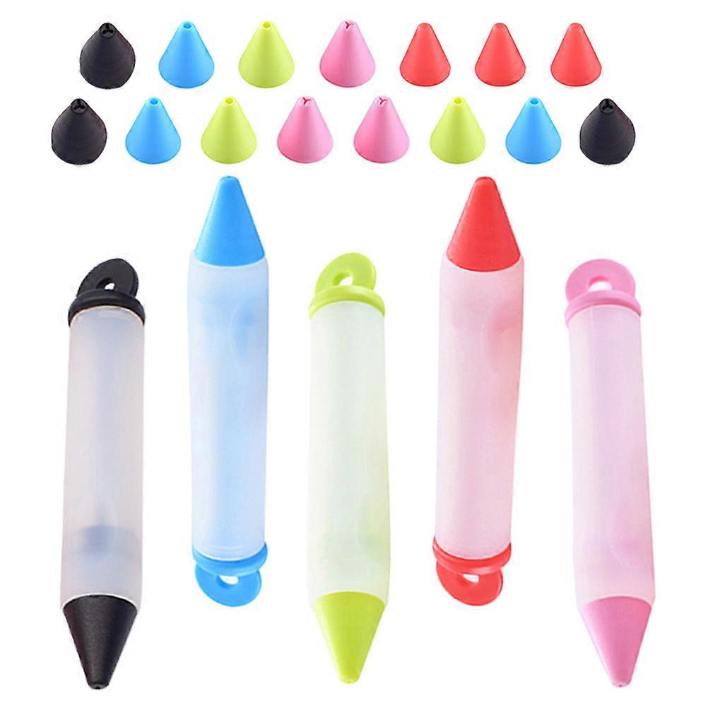 Multi-Functional Silicone Chocolate Pen for Cake Decorating 5Pcs Assorted Colors