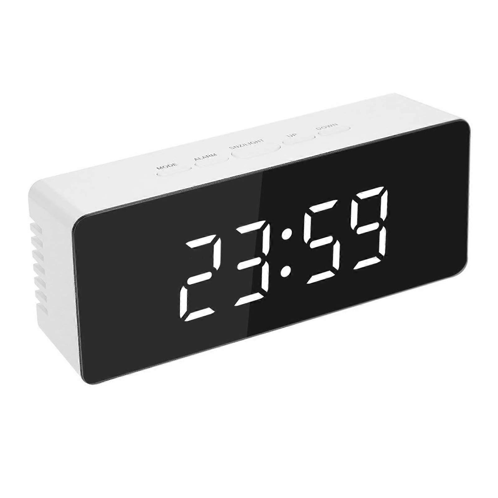 LED Digital Alarm Clock with Large Mirror Display and Snooze for Bedroom Desk or Office