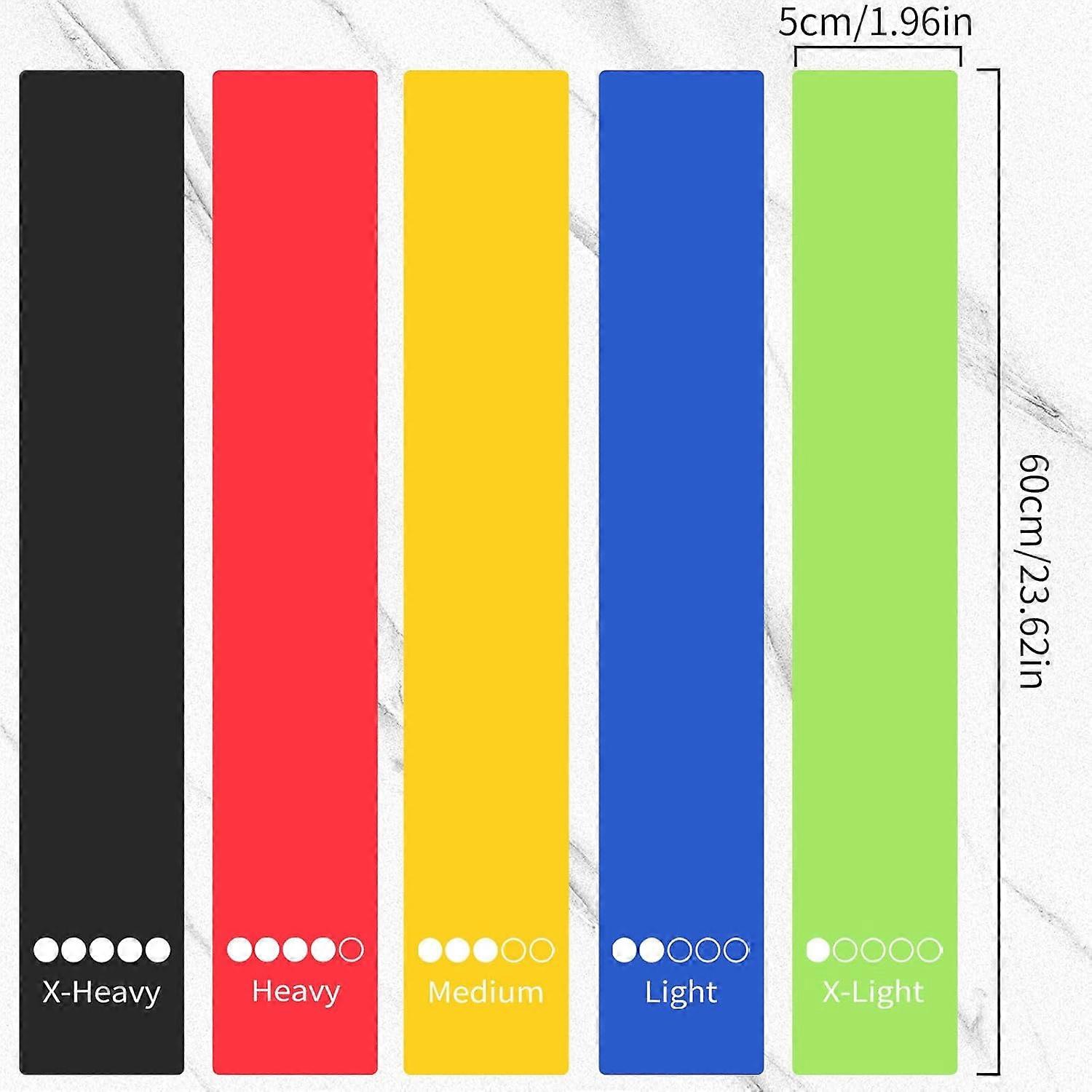 5 Pcs Resistance Loop Bands for Exercise, Color-Coded Strength Training Bands with Carry Bag and Instruction Guide