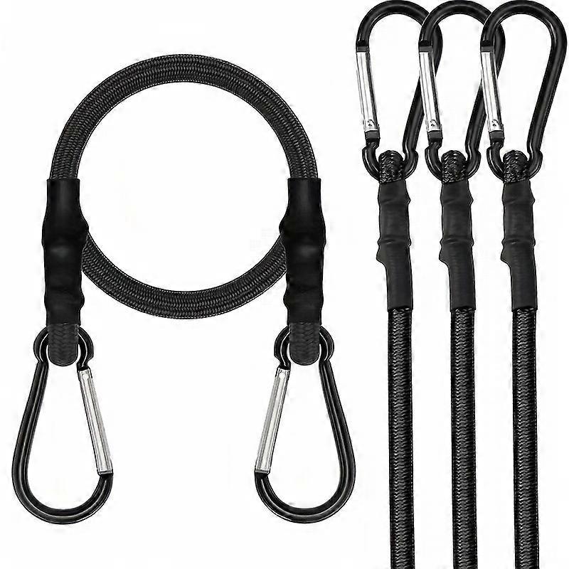 4 corde elastiche con moschettone, 30,48 cm, 60,96 cm, 119,38 cm, cinghie elastiche resistenti in gomma nera di qualità superiore