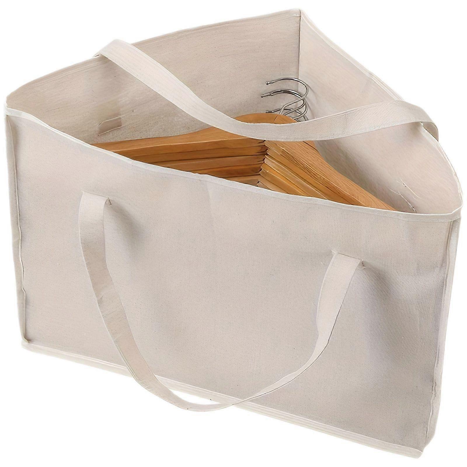 Clothes Hanger Storage Bag with Sturdy Handles Triangular Garment Organizer for Closet and Travel White