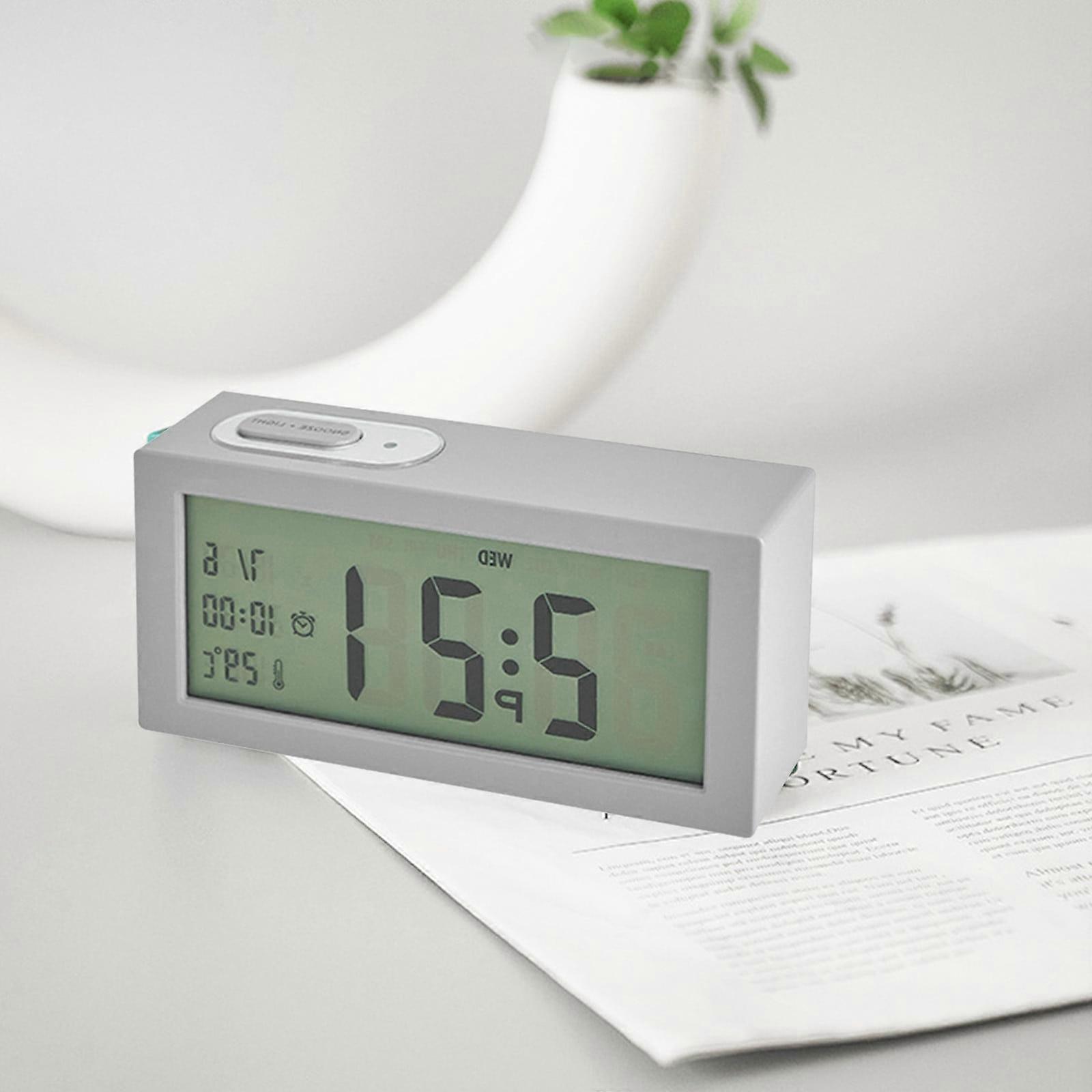 Txmfgh Multifunction Alarm Clock with Temperature Display - LCD Screen, Calendar, 24-Hour Format, Snooze, Backlight - Ideal for Home and Office.