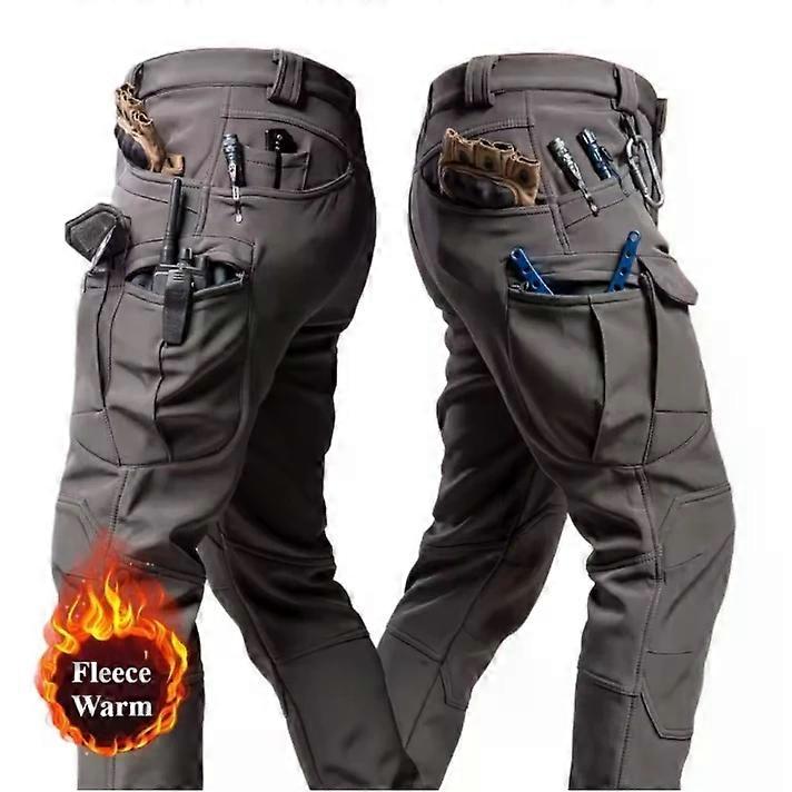 5XL 6XL Winter Assault Men's Plush Waterproof Shark Skin Soft Shell IX7 Tactical Pants with Multiple Pockets for Training Pants