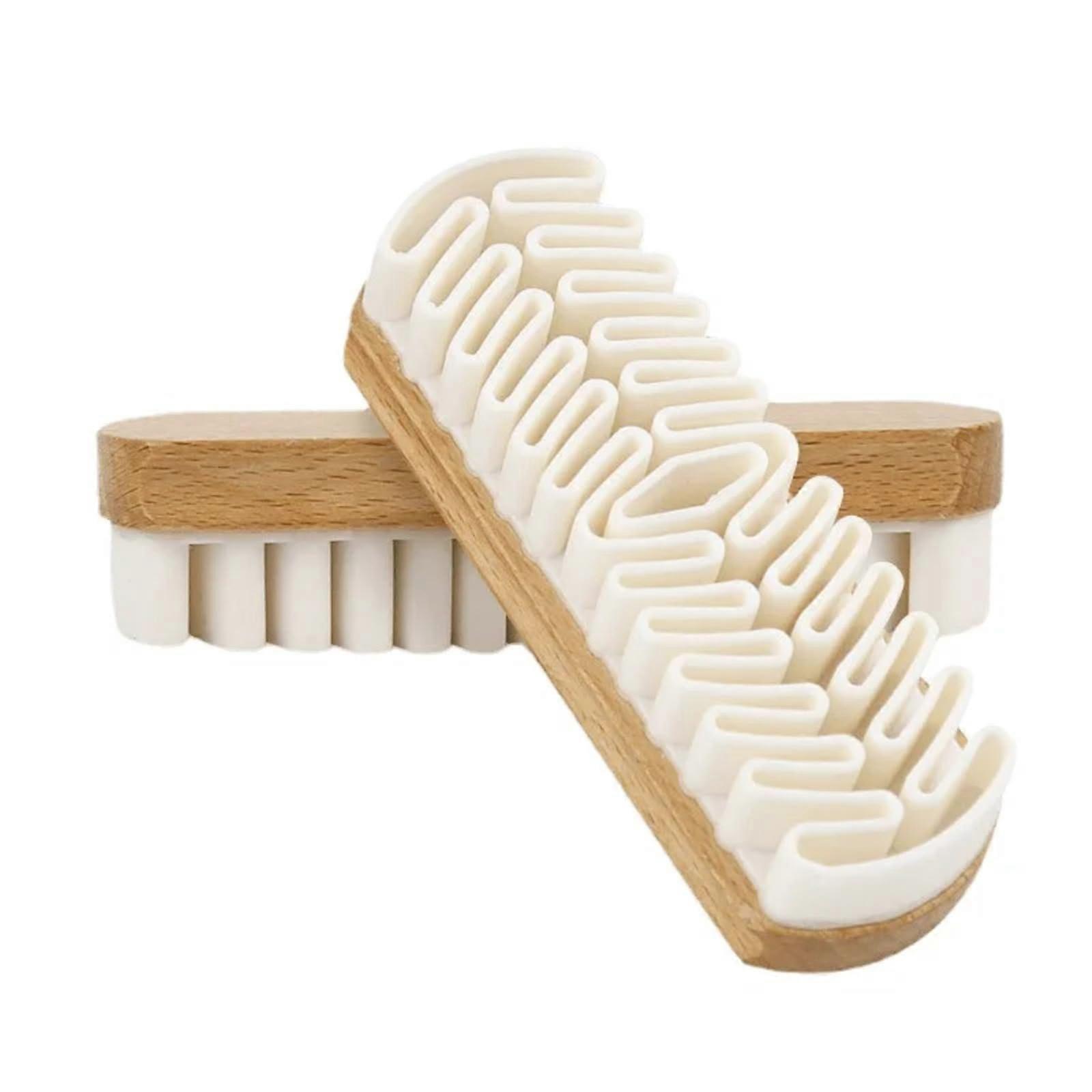 Suede Shoe Brush and Eraser Set with Wooden Handle for Cleaning Leather Sneakers and Boots