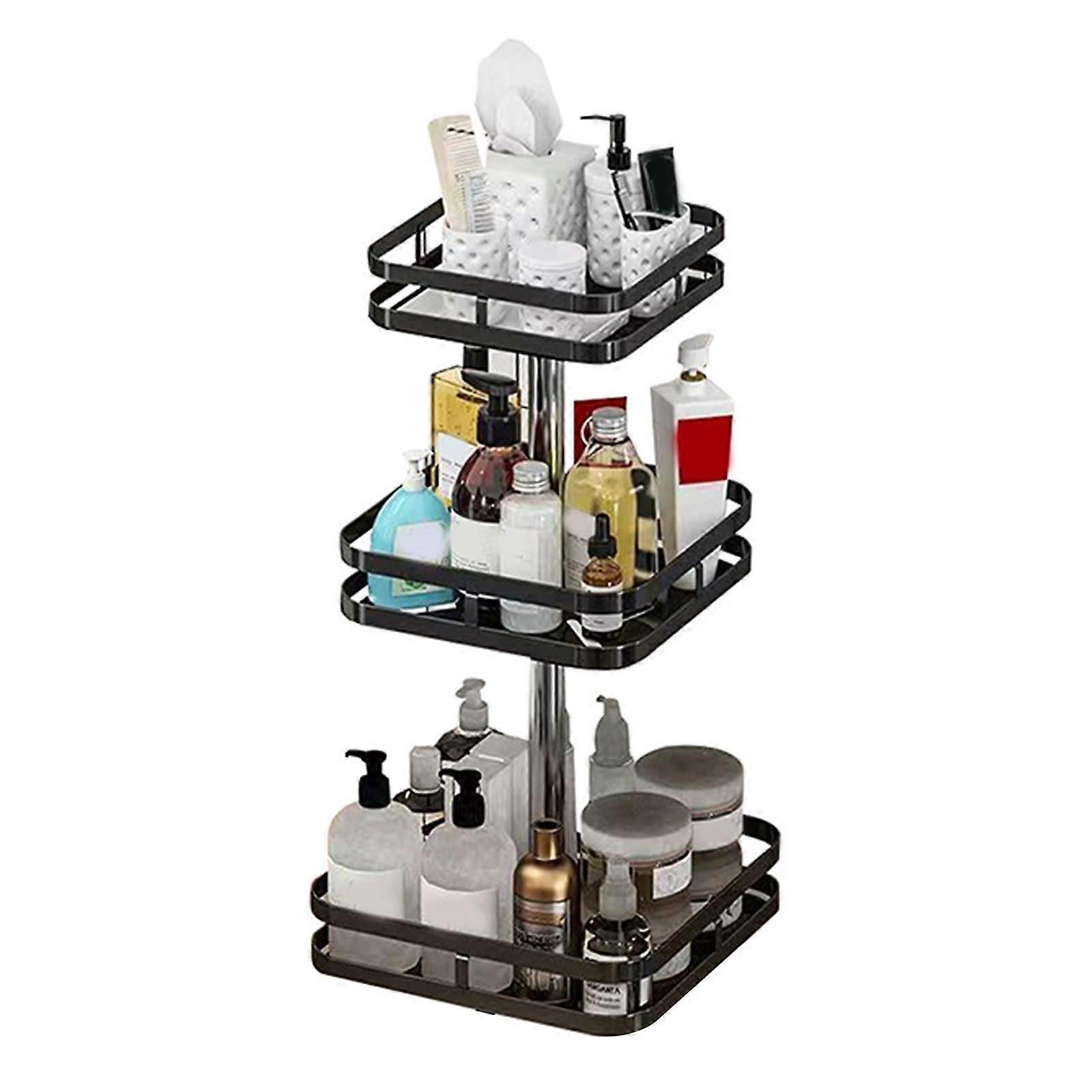 Countertop Storage Rack Adjustable Round Shelf for Kitchen and Bathroom Organizing