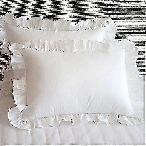 2 Piece White Ruffle Pillowcase Set, 48x74cm, Soft & Comfortable Bedding Edition 1128