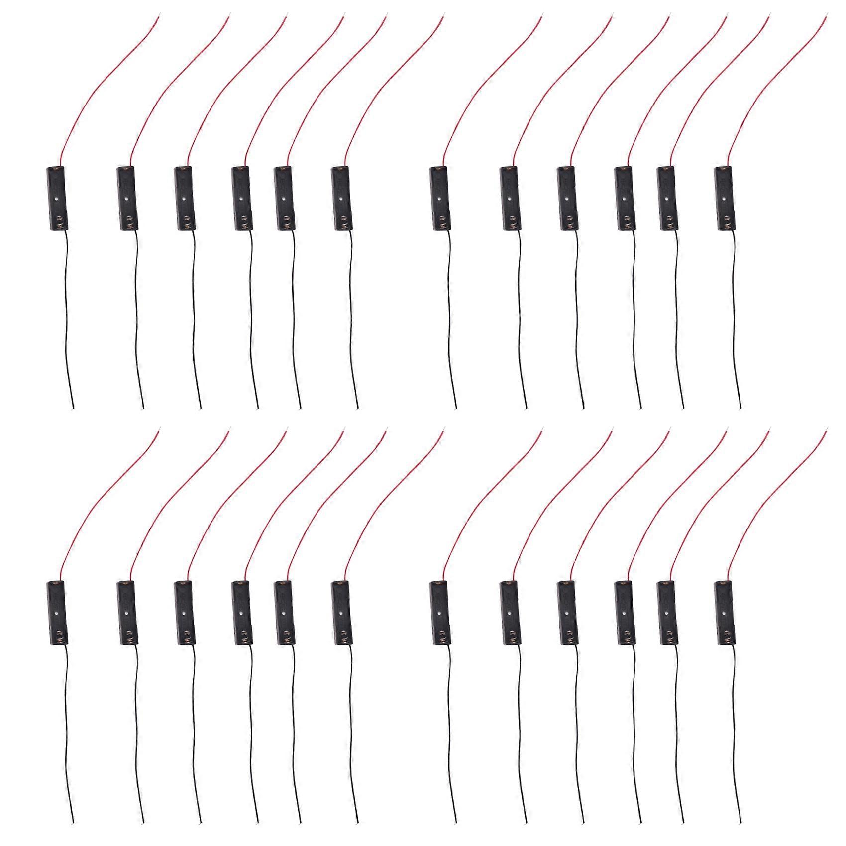 24Pcs Wired Connector 1.5V AAA Battery Holder Plastic Case Storage Box Black