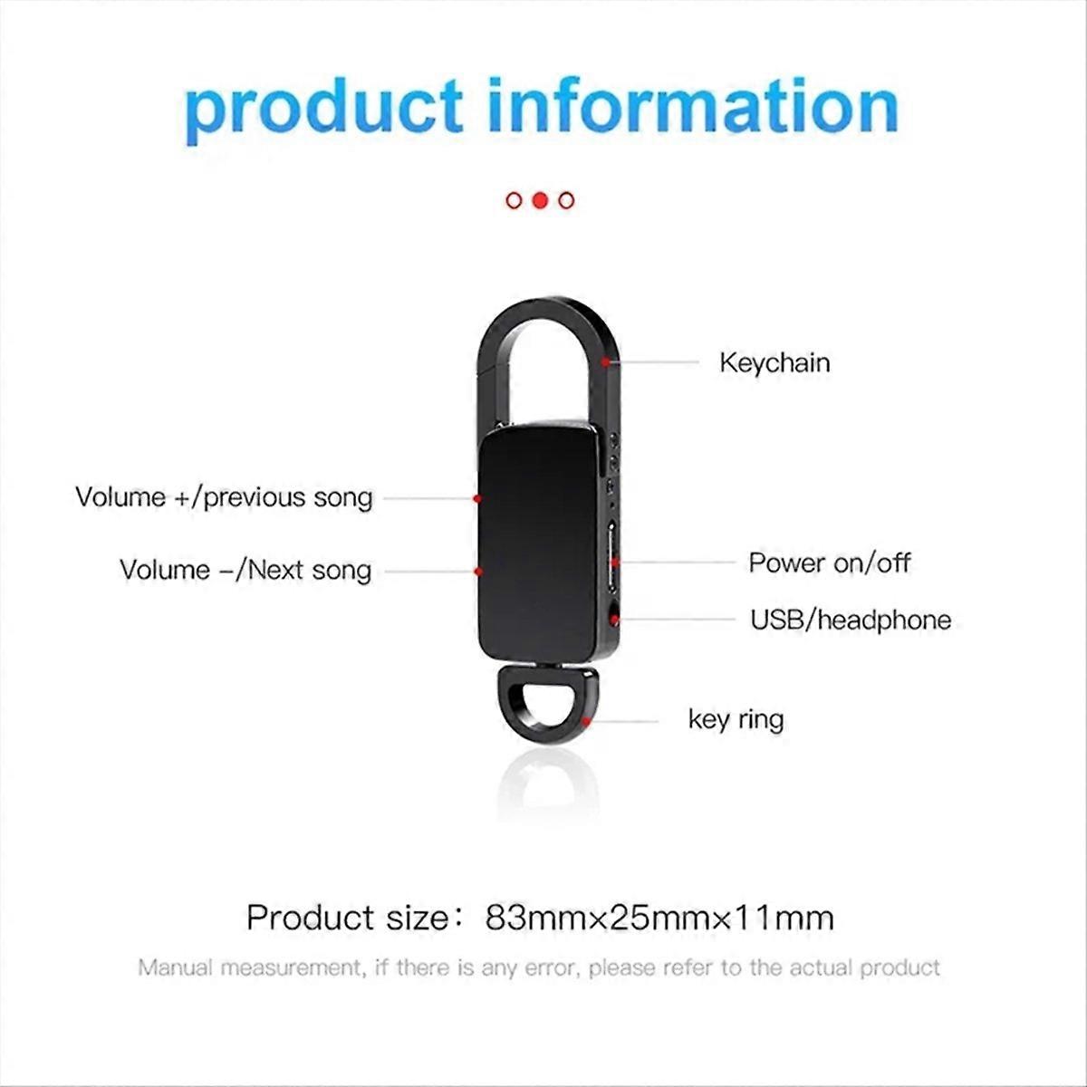 Keychain Sound Activated Voice Recorder Key Hook Mini Dictaphone 32G