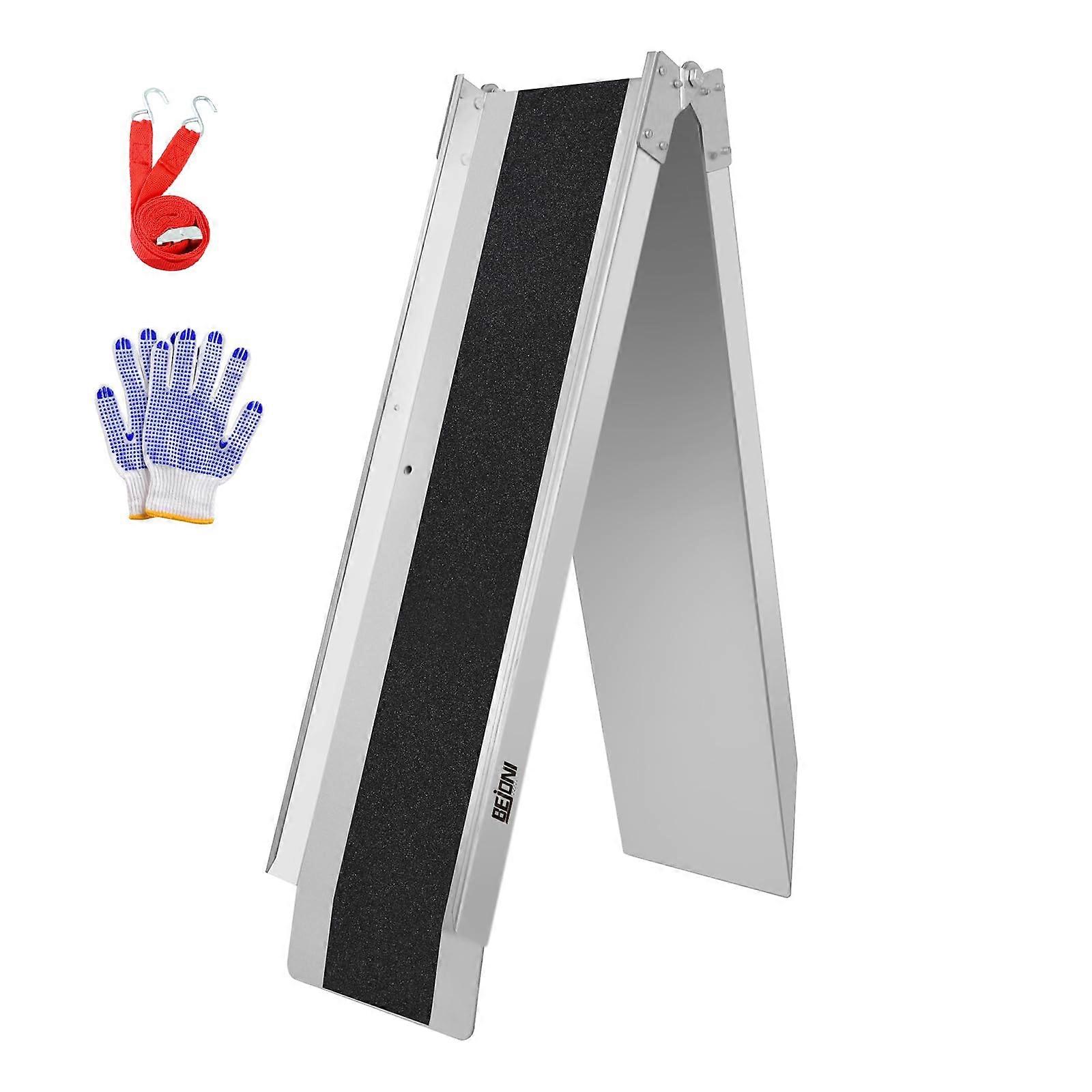 70' Steel Loading Ramp 600lbs Capacity Folding Truck Ramp with AntiSlip Surface for Pickup, ATV, Motorcycle