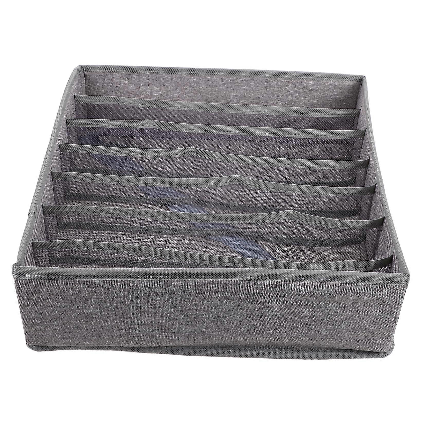 Underwear and Sock Organizer Box with Washable Foldable Compartments for Closet and Drawer Storage Light Gray Cloth