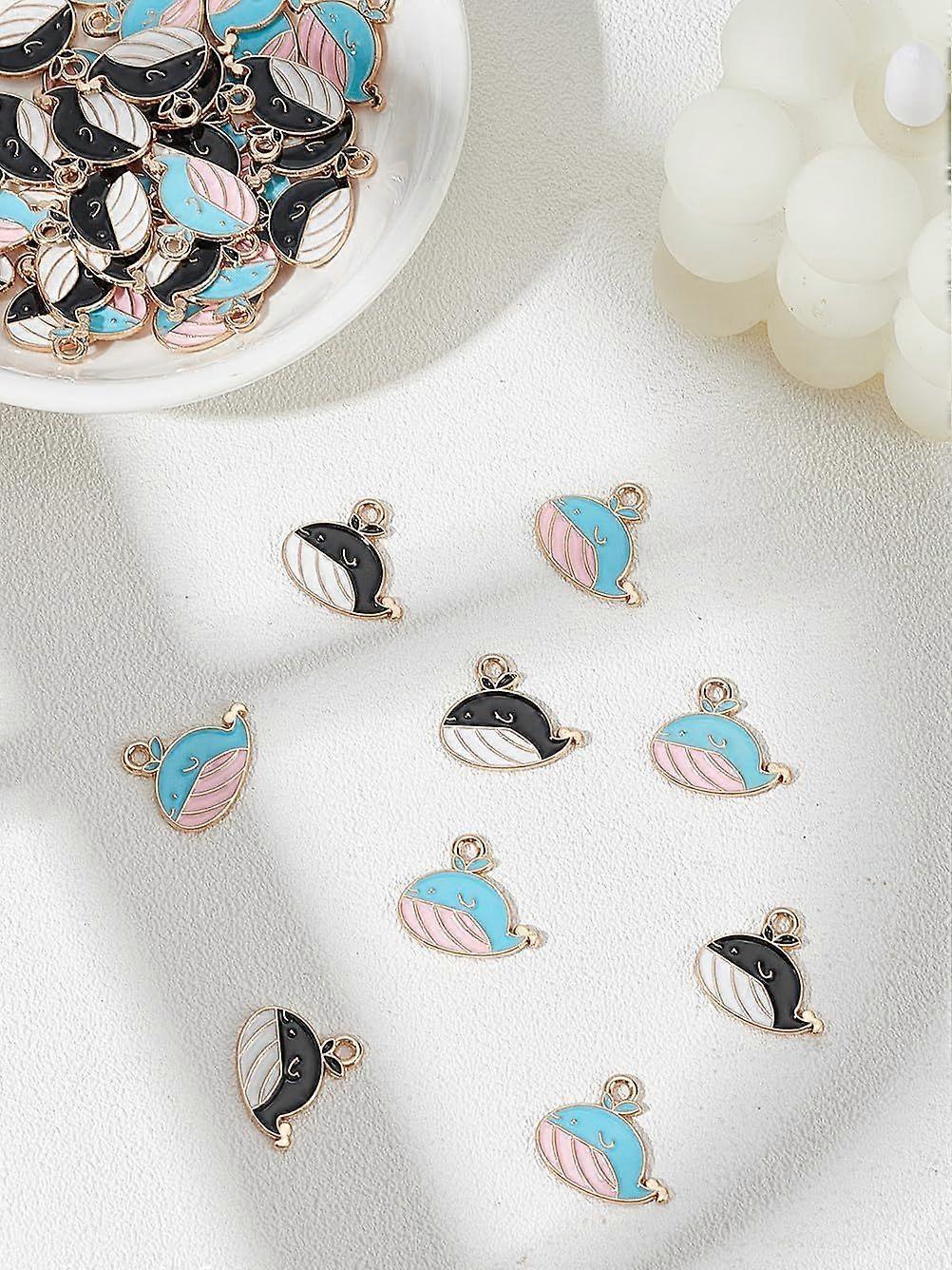 40Pcs Conch Whale Honey Can Charm Enamel Dangle Charms for Jewelry Making Handmade Craft