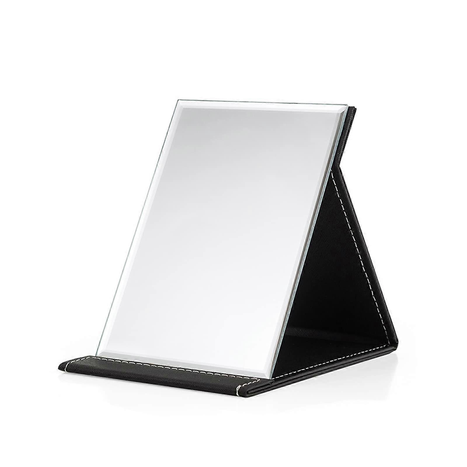 Travel Makeup Mirror with Stand, Foldable Design, MultiAngle, Leather Cover for Desk and Travel