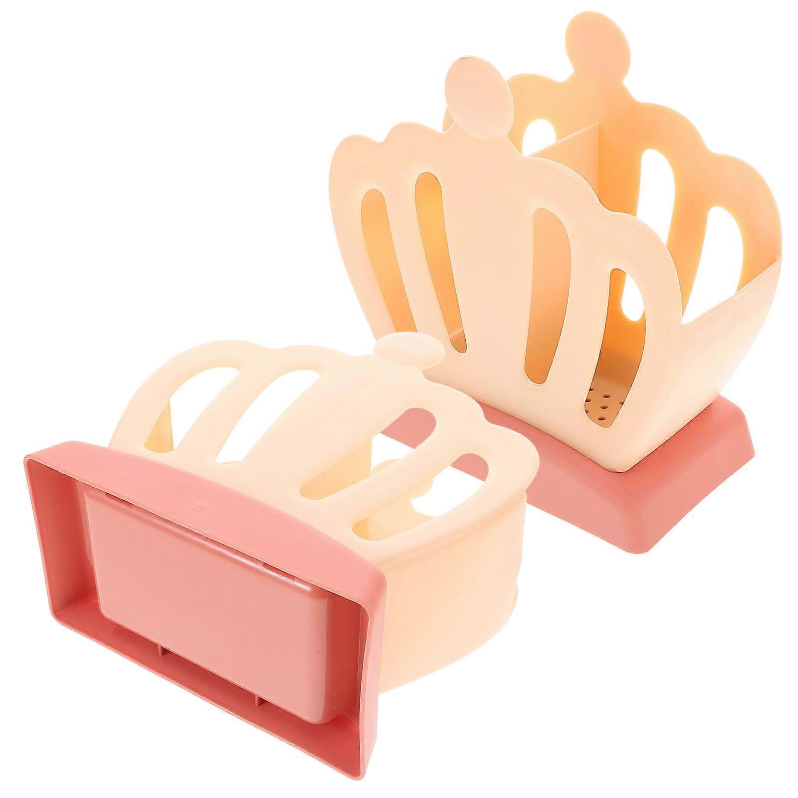 Cutlery Storage Box Crown Shaped for Kitchen Use Pink Pp Material Kitchenware Organization 2Pcs