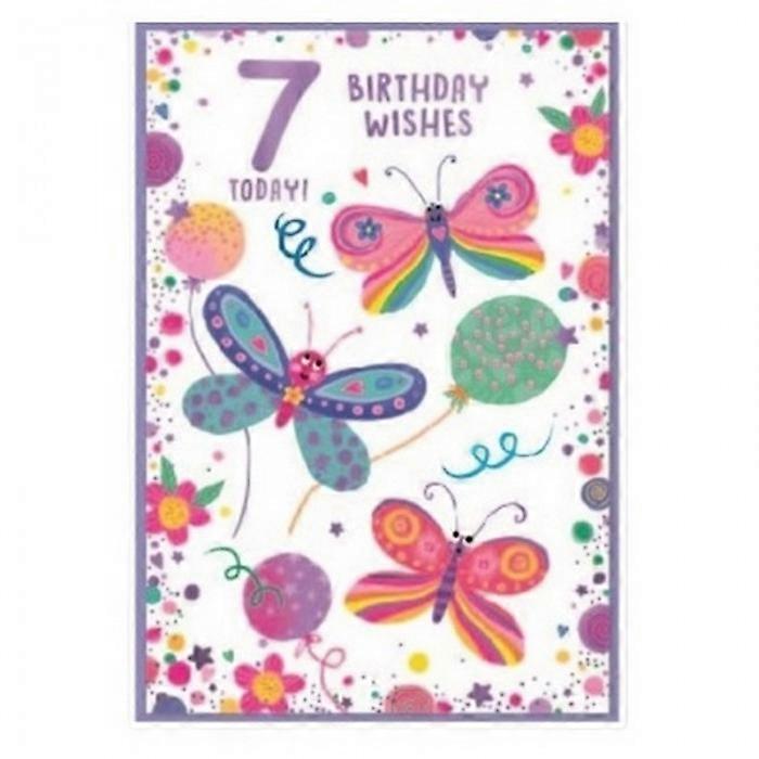 Simon Elvin Butterfly 7th Birthday Greetings Card (Pack of 6)