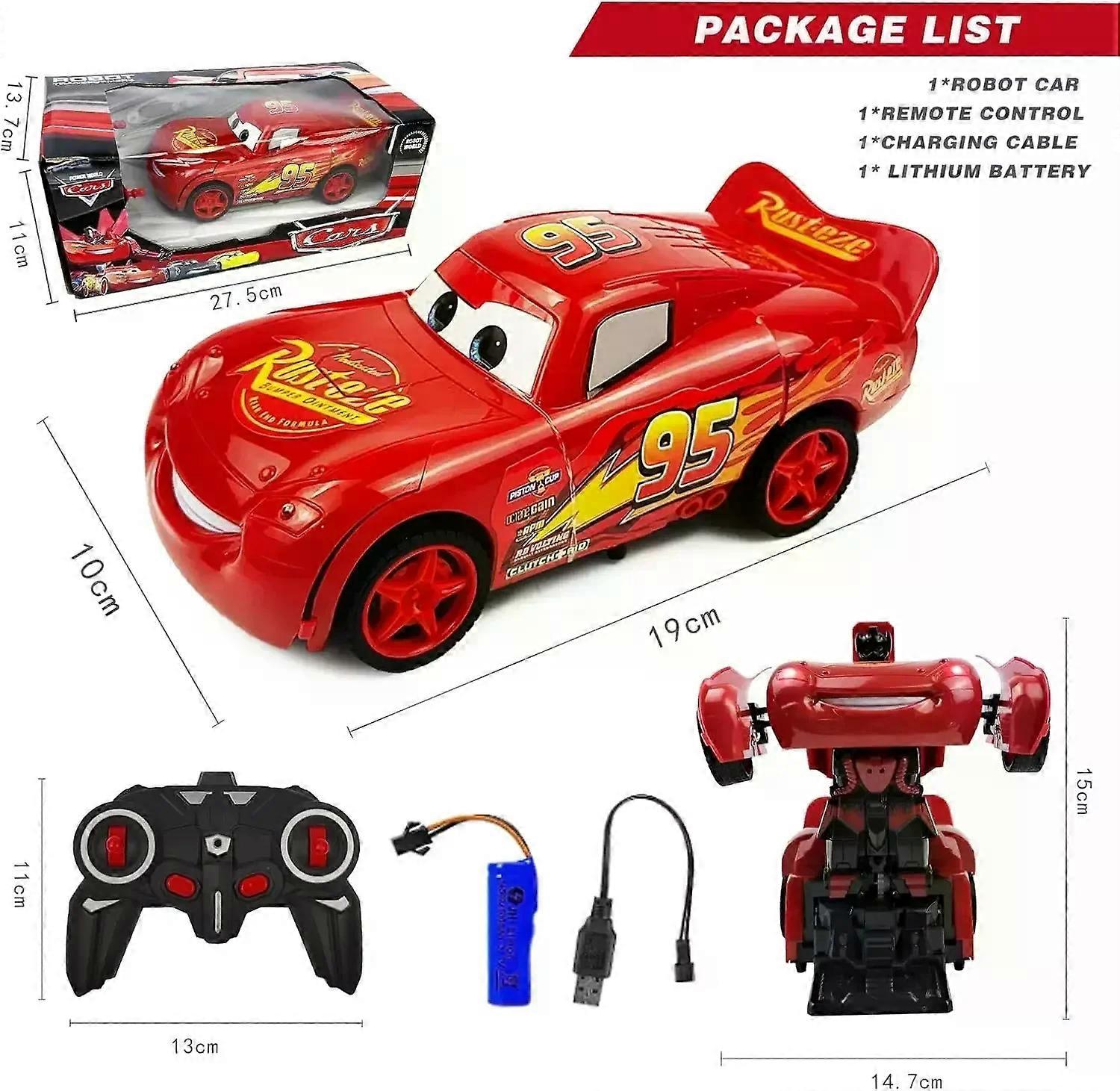Lightning Mcqueen 2in1 Remote Control Car Transform Robot Rc Deformation Car Anime Model One Button High Speed For Kids Toys