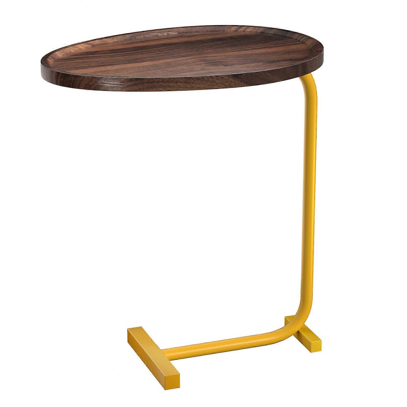 C-Shaped Sofa Side Table - Oval Desktop, Modern, Easy Assembly, Stable Base