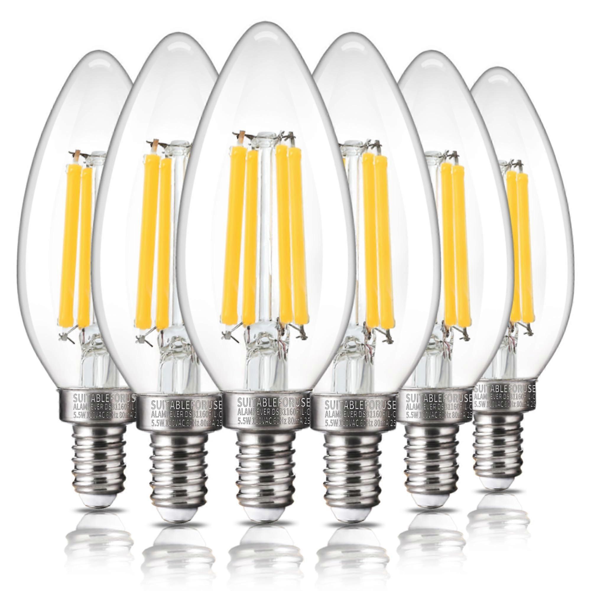 6 Pack 100W Equivalent E12 LED Chandelier Bulbs, B11 5000K Daylight Dimmable, Energy Saving