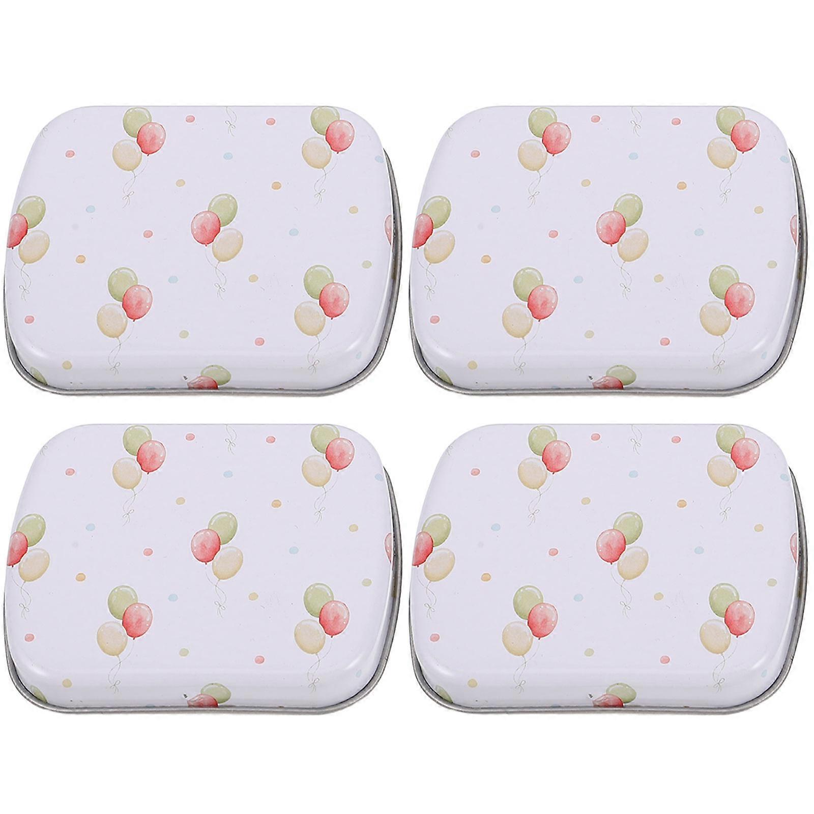 Hinged Small Tin Box for Snack Storage 4Pcs Assorted Colors Metal Box