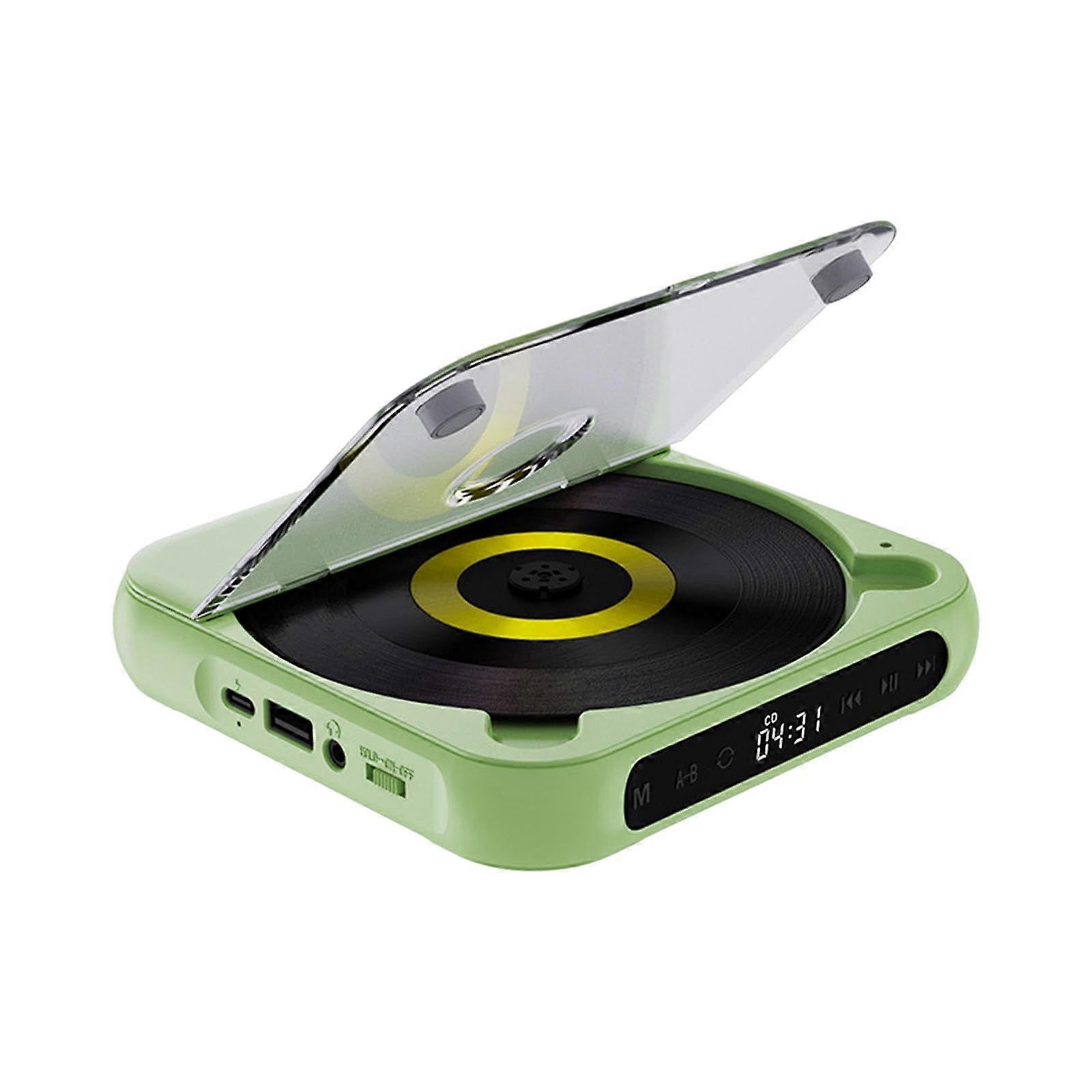 Home CD Player Compact Audio Music Player For Language Learners Kids Green 135x135x25 mm